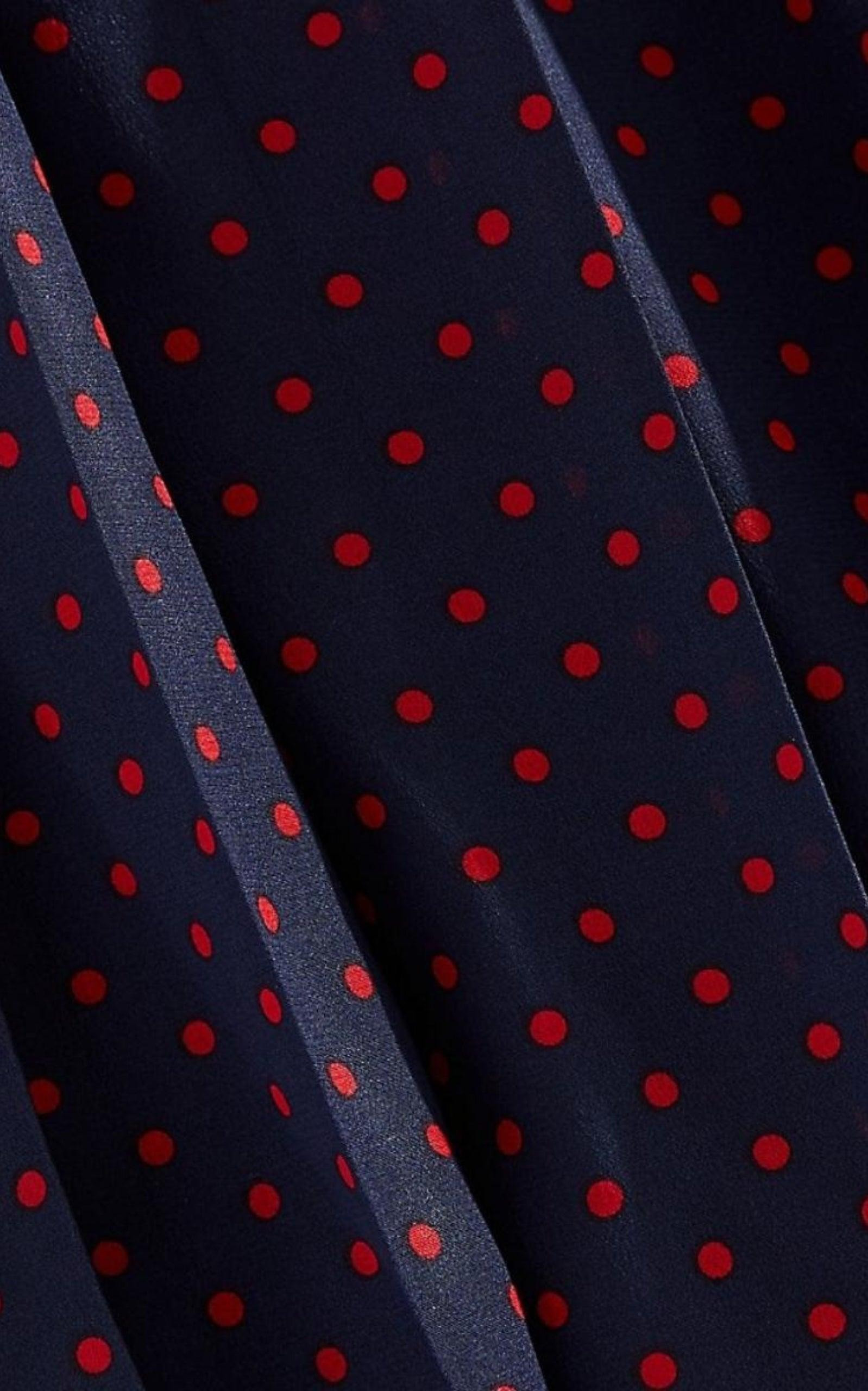 Long-Sleeve Highneck Polka-Dot Dress - 6