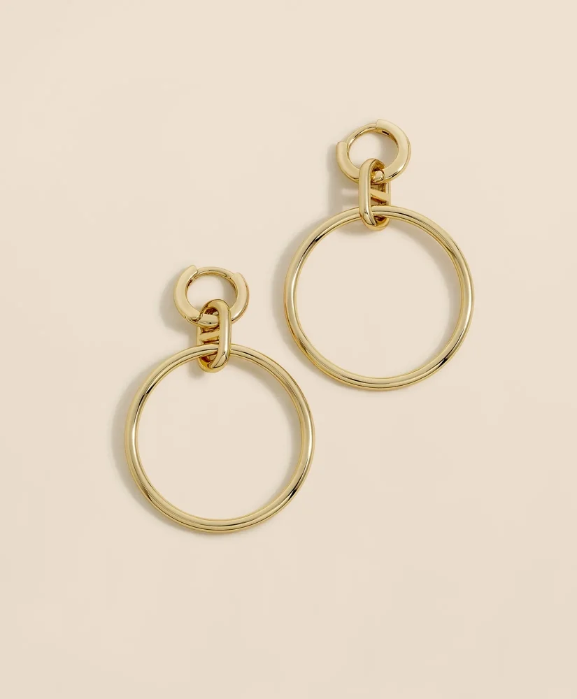 Gold-Toned Mariner Link Drop Hoop Earrings - 1