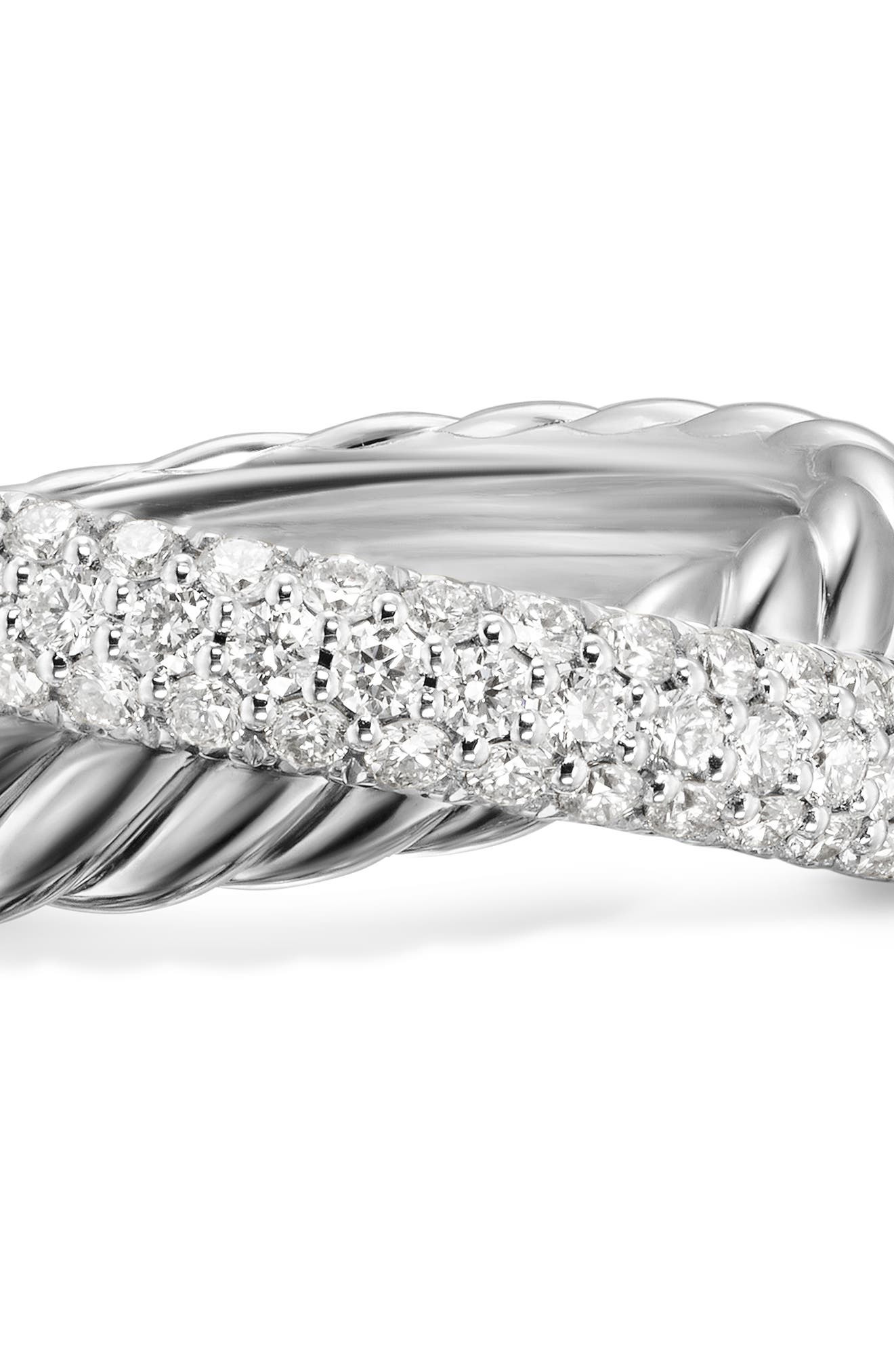 David Yurman Crossover Two-Row Ring in Sterling Silver with Diamonds, 7.5mm at Nordstrom - 7