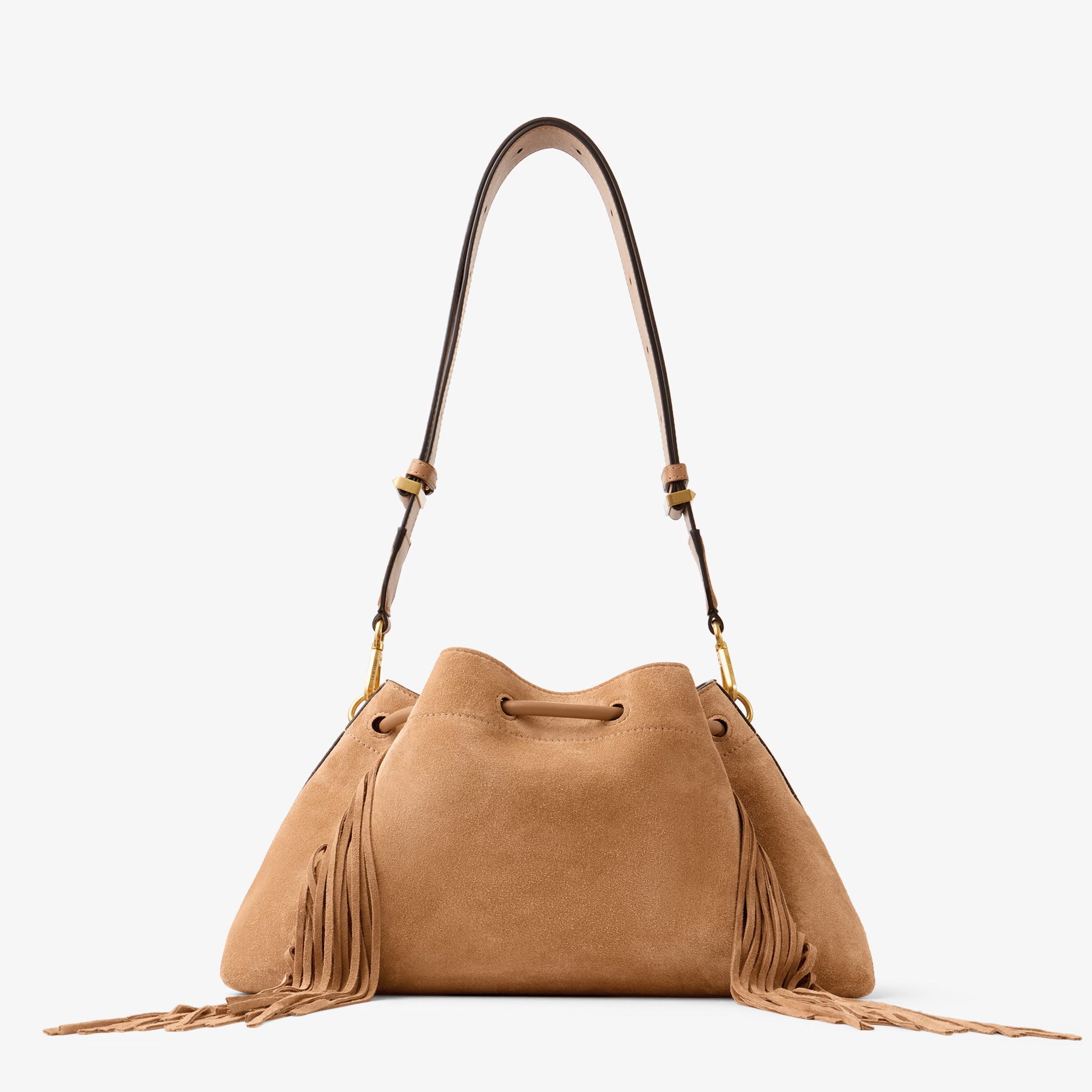 Cinch M
Toffee Suede Shoulder Bag With Fringes - 7