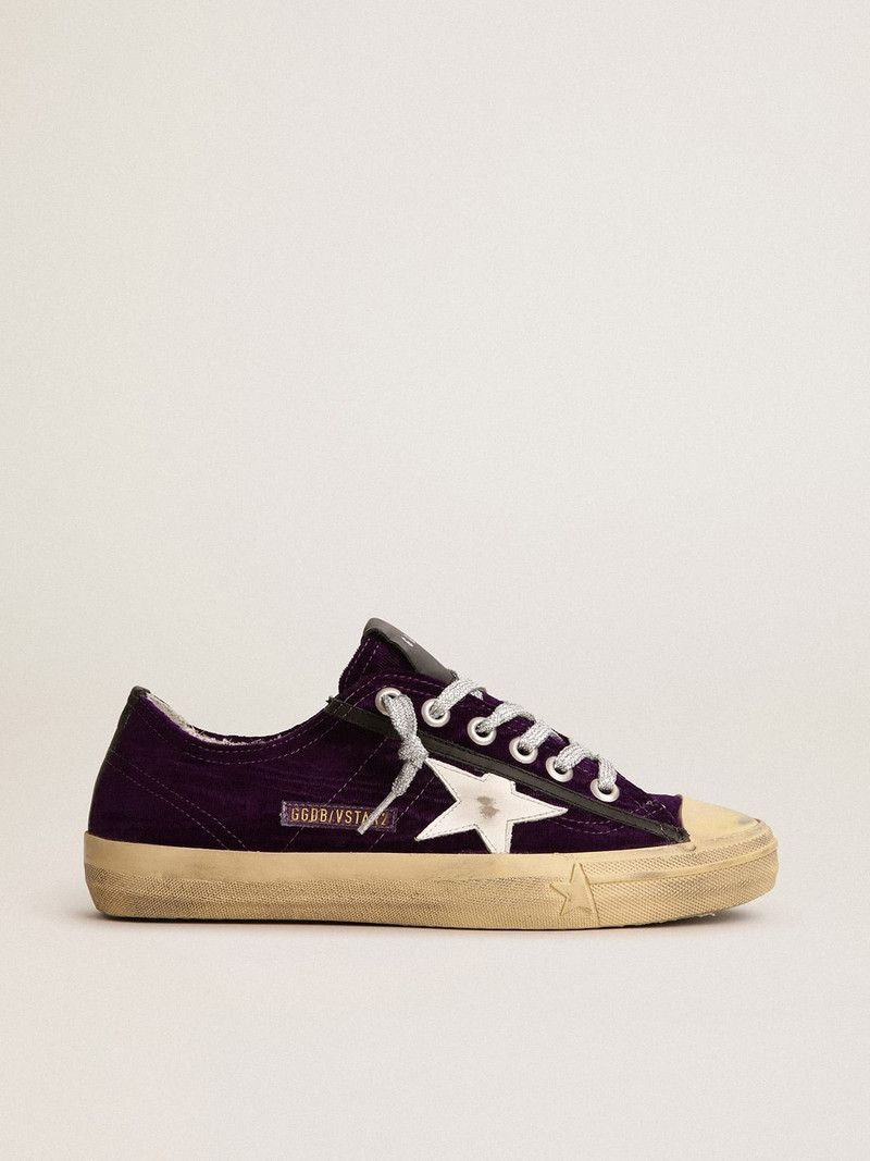 V-star LTD sneakers in purple velvet with a white leather star - 1