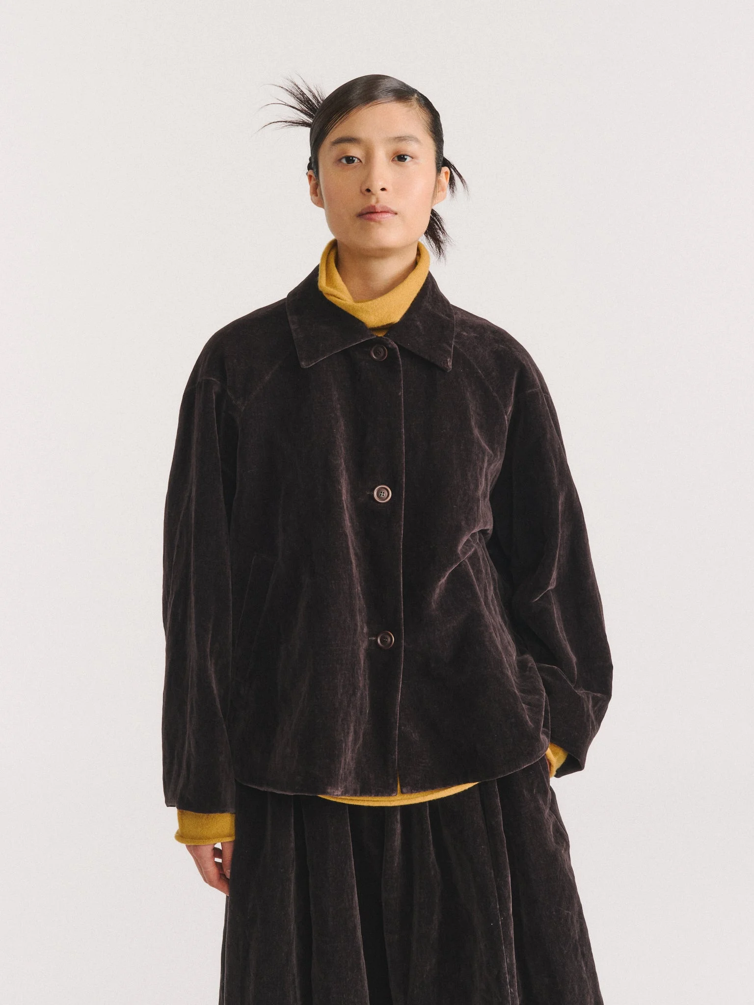 DRAYS JACKET - MID VELVET - DARK BROWN - 1