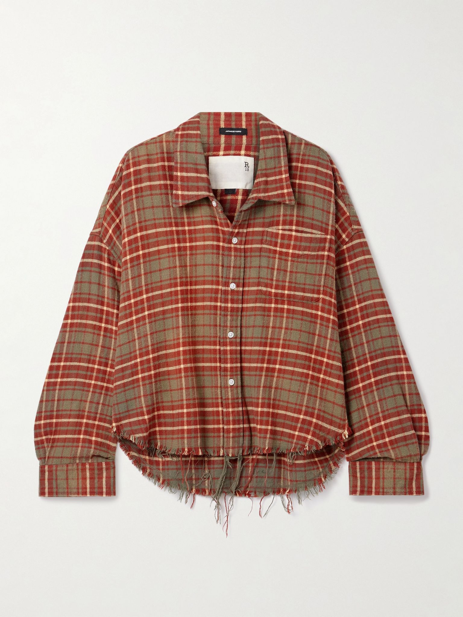 Frayed checked cotton-flannel shirt Multi - 1