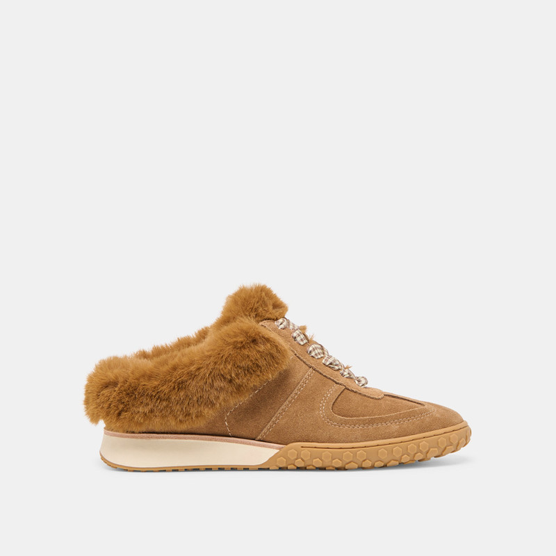IZZEY PLUSH SNEAKERS LT BROWN SUEDE 1