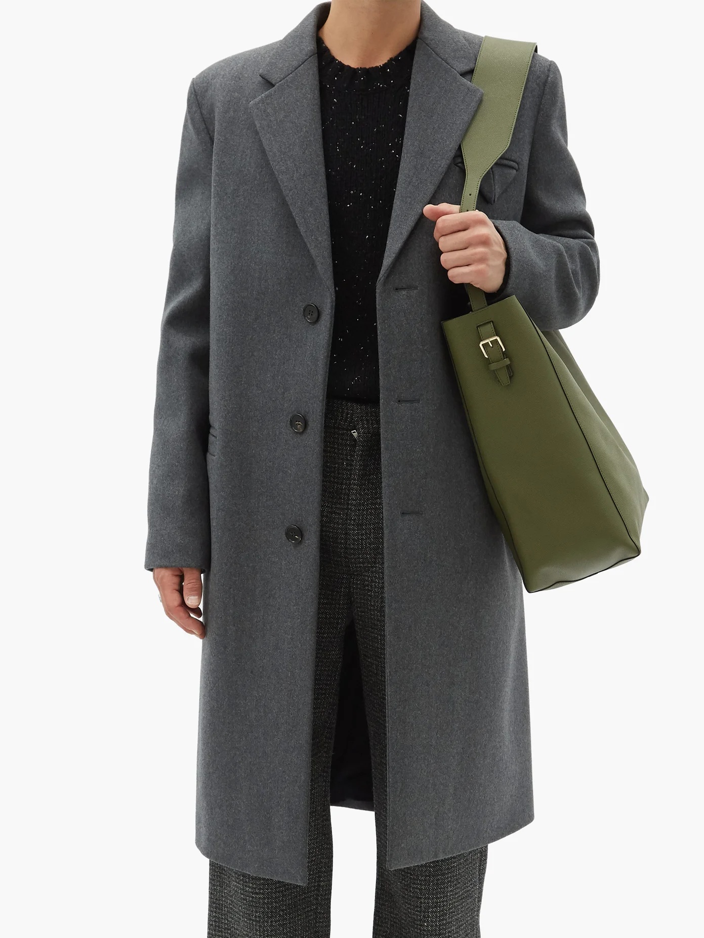 Single-breasted wool coat - 6