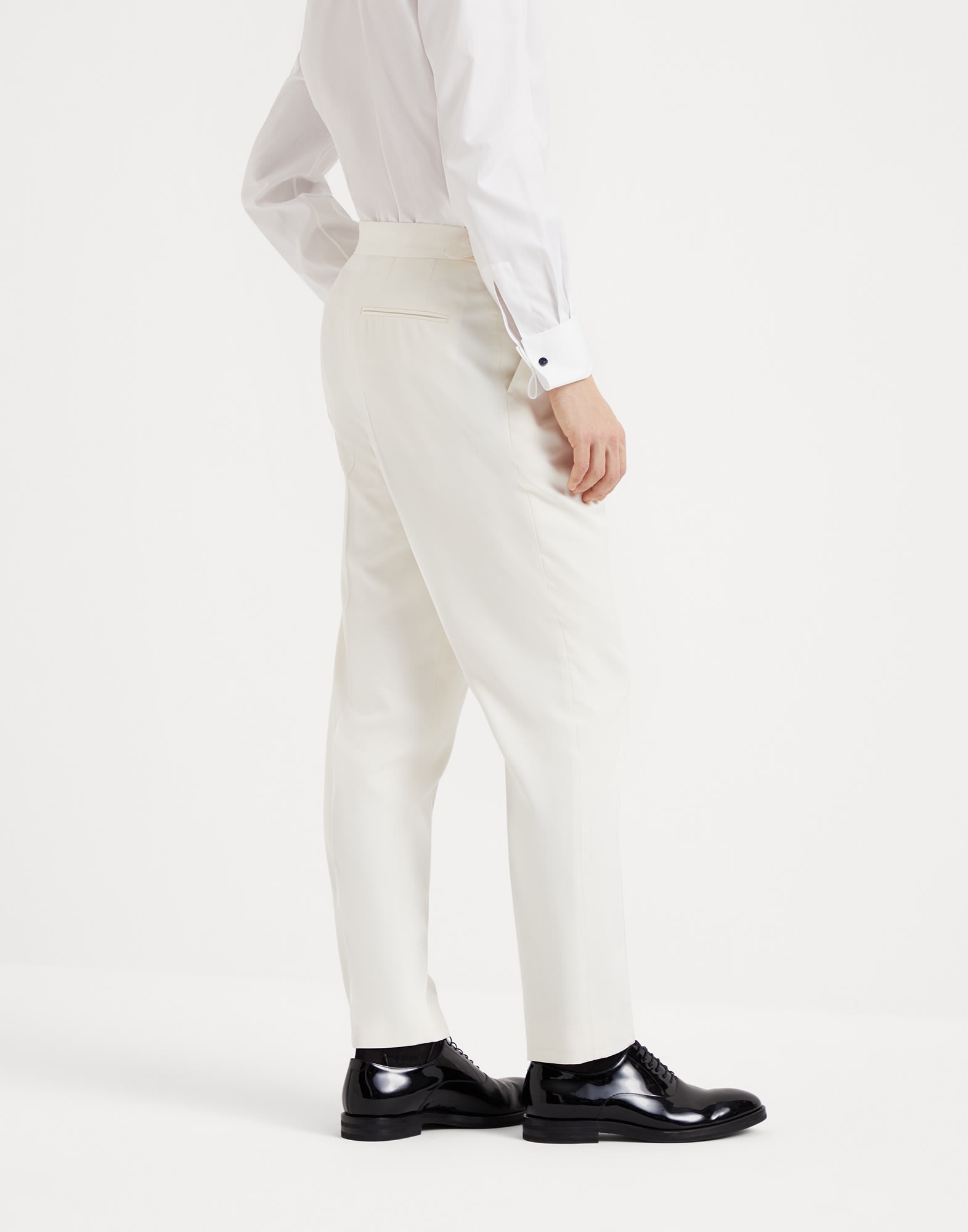 Délavé silk twill tuxedo trousers with double pleats and tabbed waistband - 2