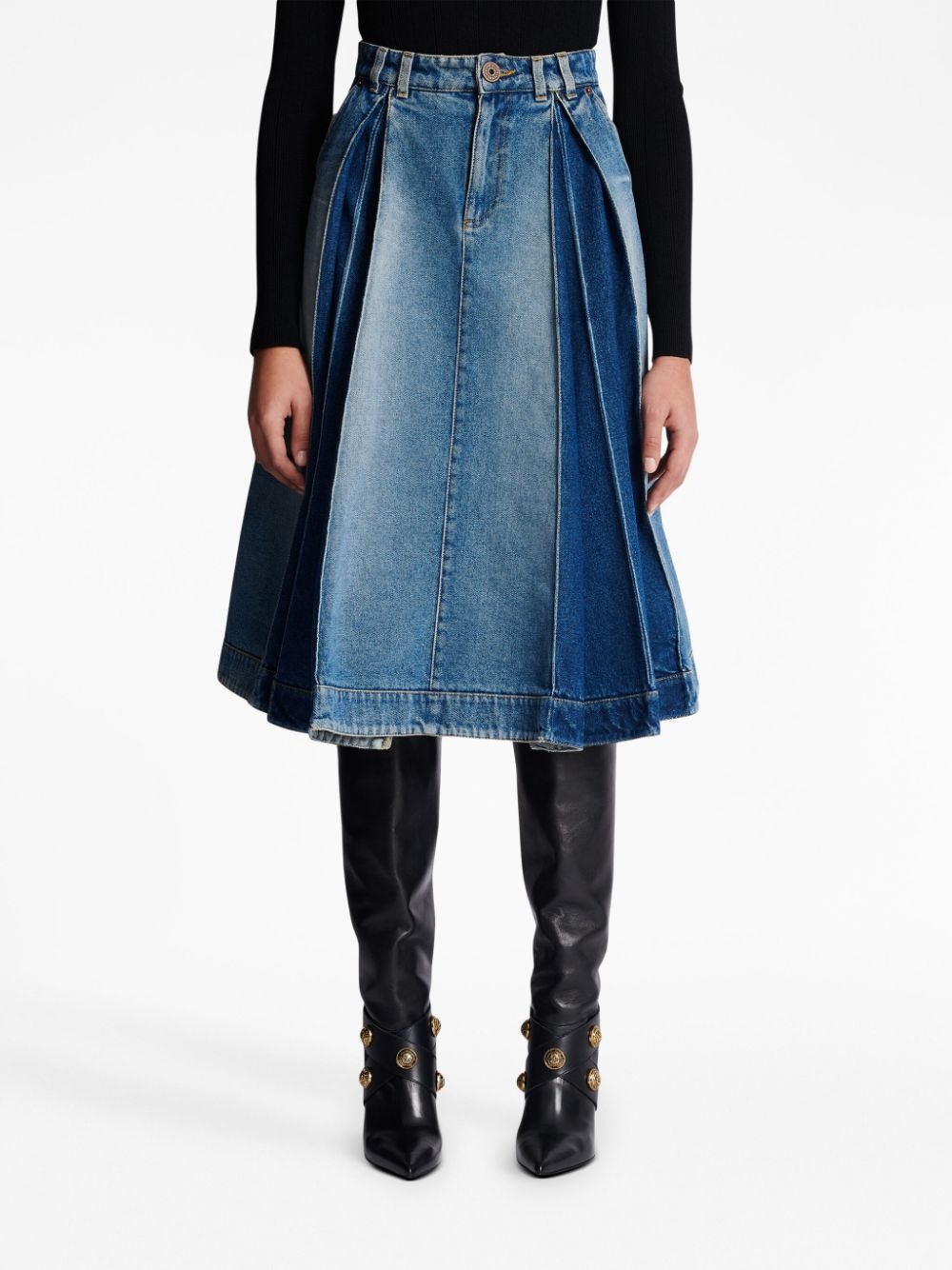 pleated denim skirt - 5