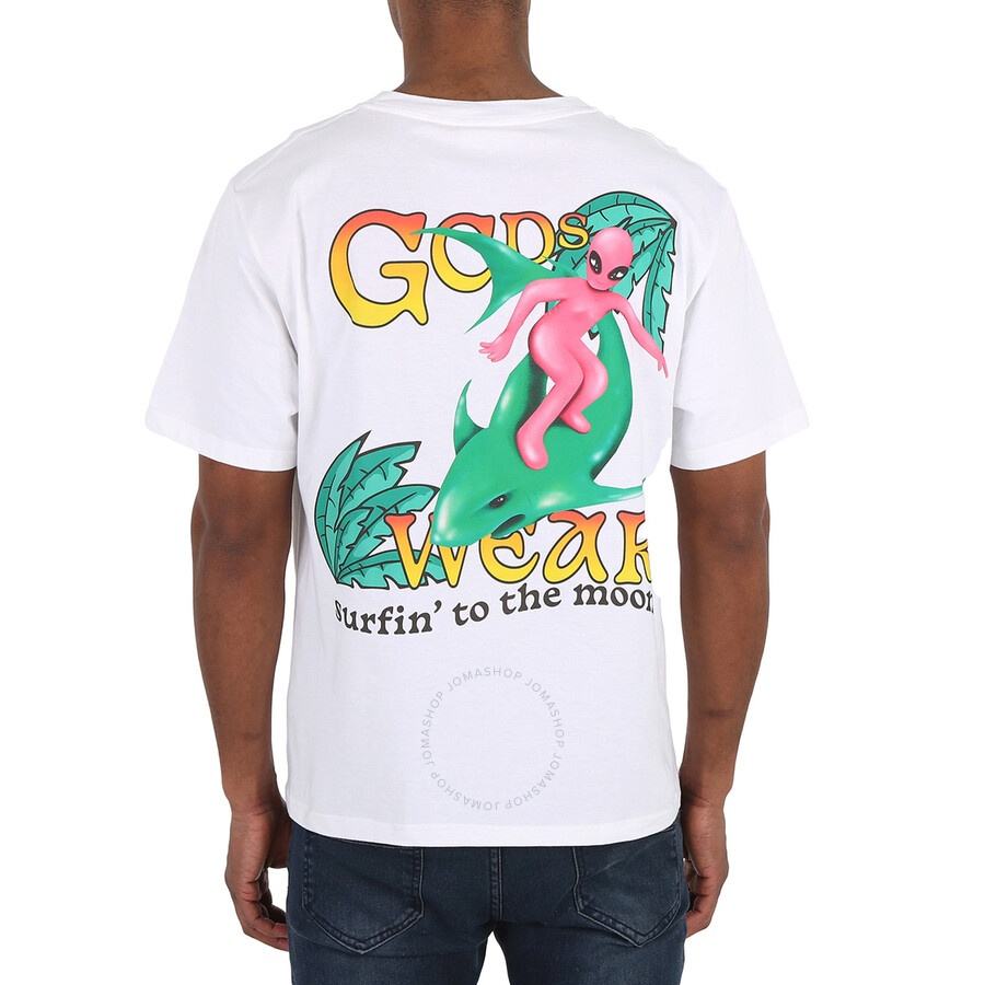 GCDS White Surfing Wirdo Print Cotton Jersey T-Shirt - 6