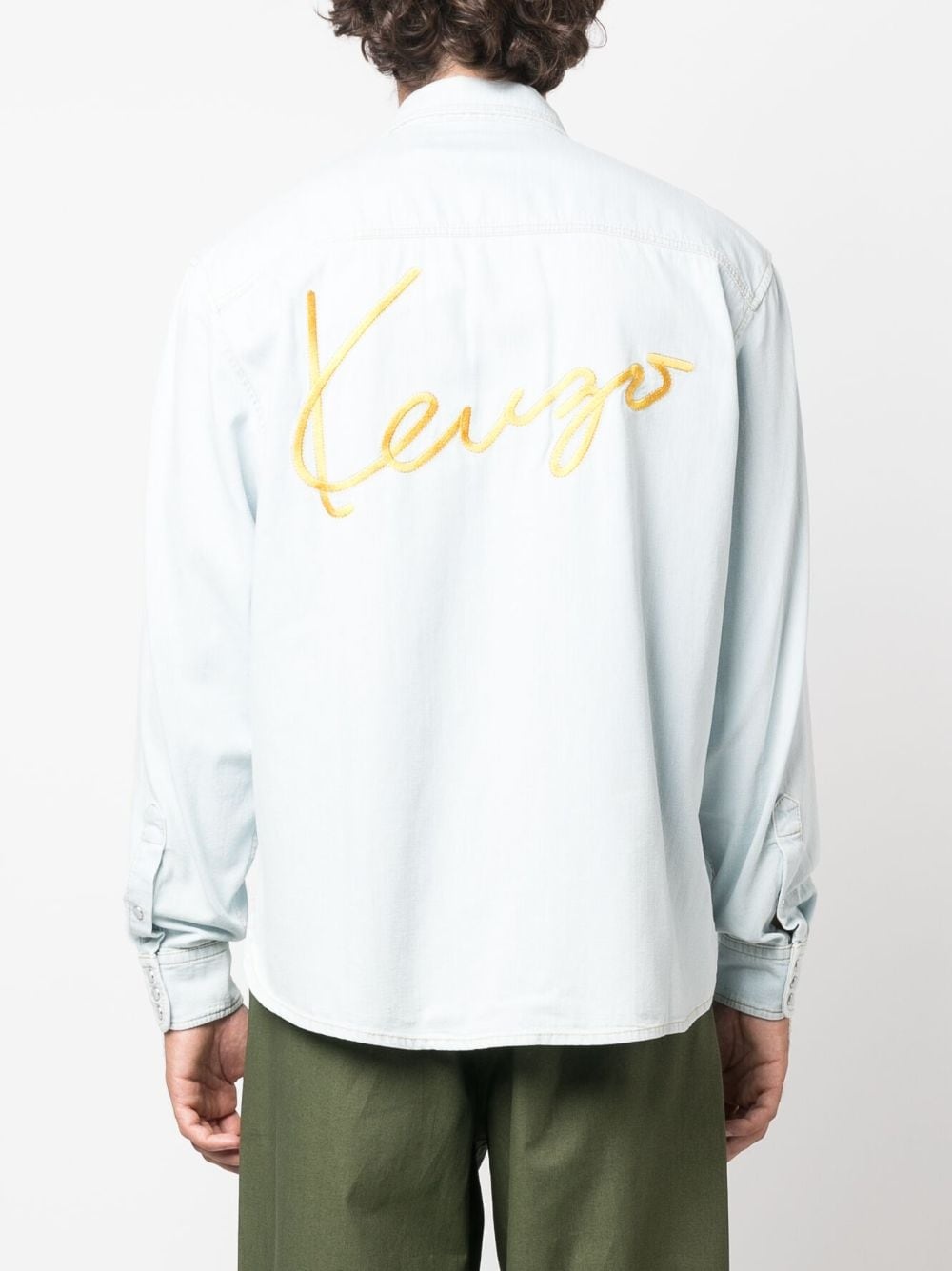 Cowboy logo-embroidered denim shirt - 4