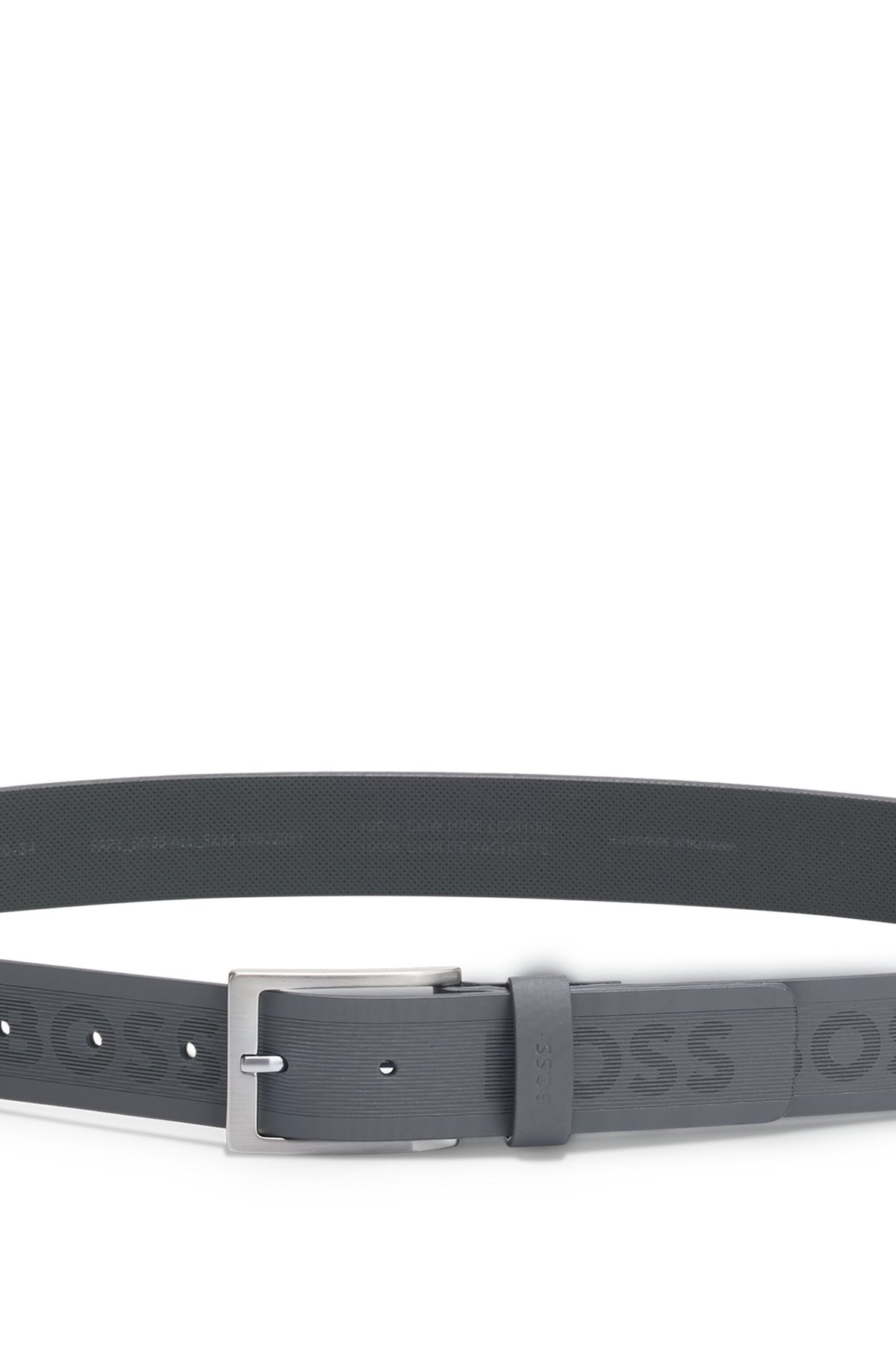 ITALIAN-LEATHER BELT WITH BRUSHED SILVER HARDWARE - 5