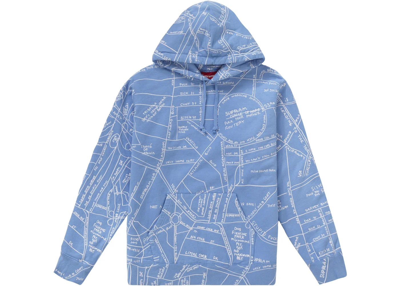 Supreme Gonz Embroidered Map Hooded Sweatshirt Columbia Blue - 1