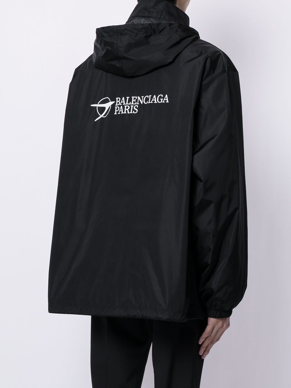 logo-print drawstring-hood jacket - 4