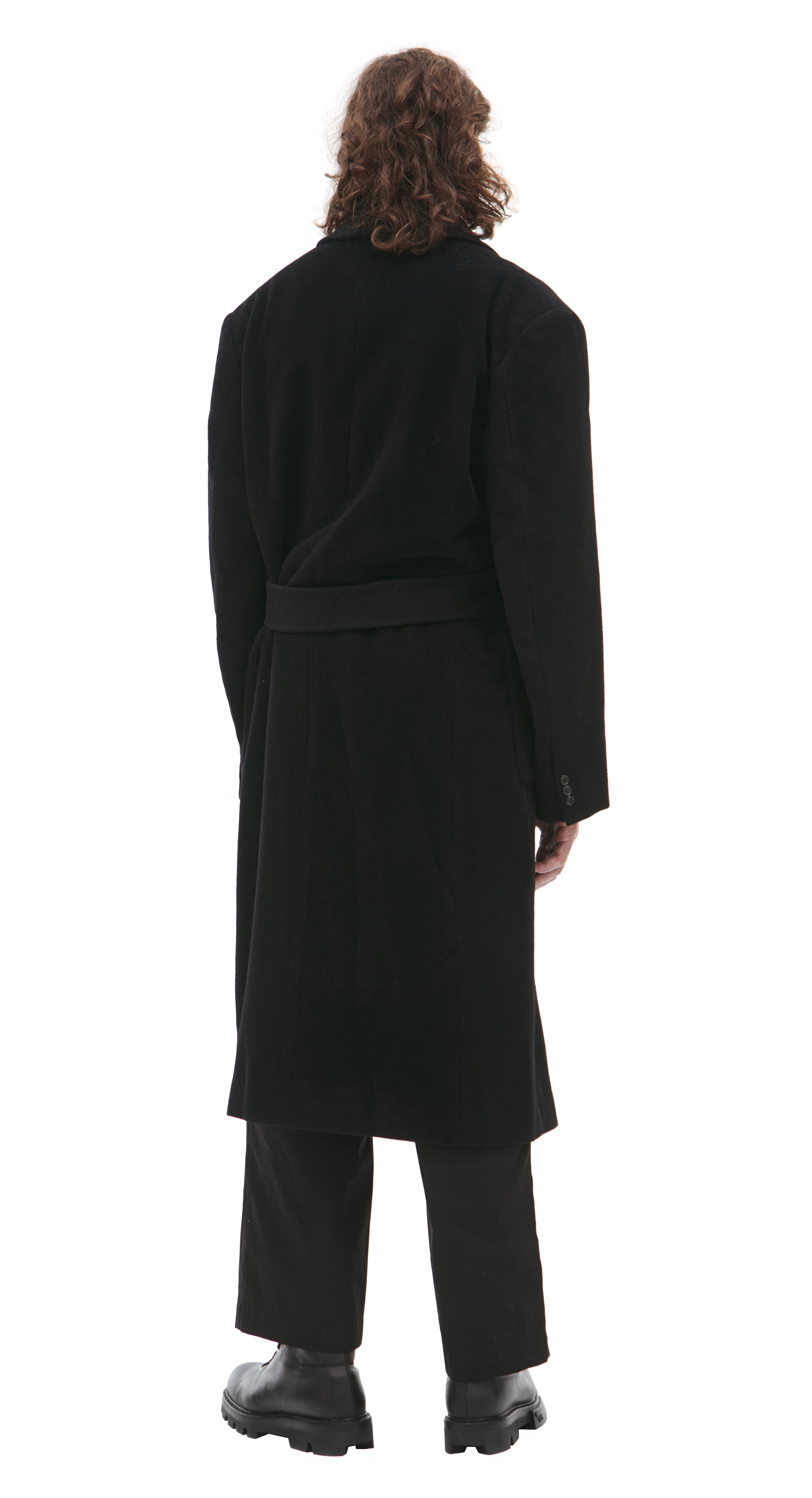 BLACK WOOL COAT - 4