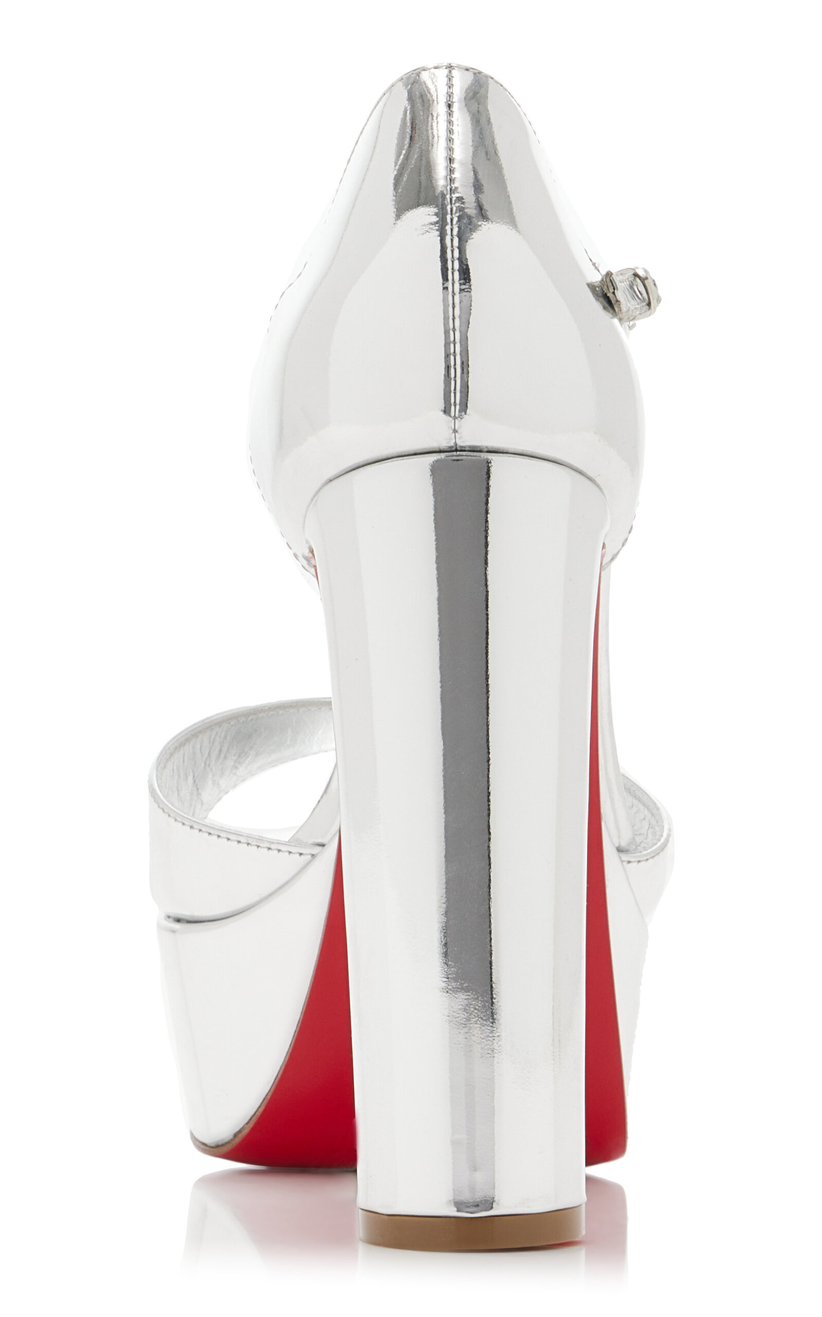 Sandaloo 130mm Mirrored Leather Platform Sandals silver - 4