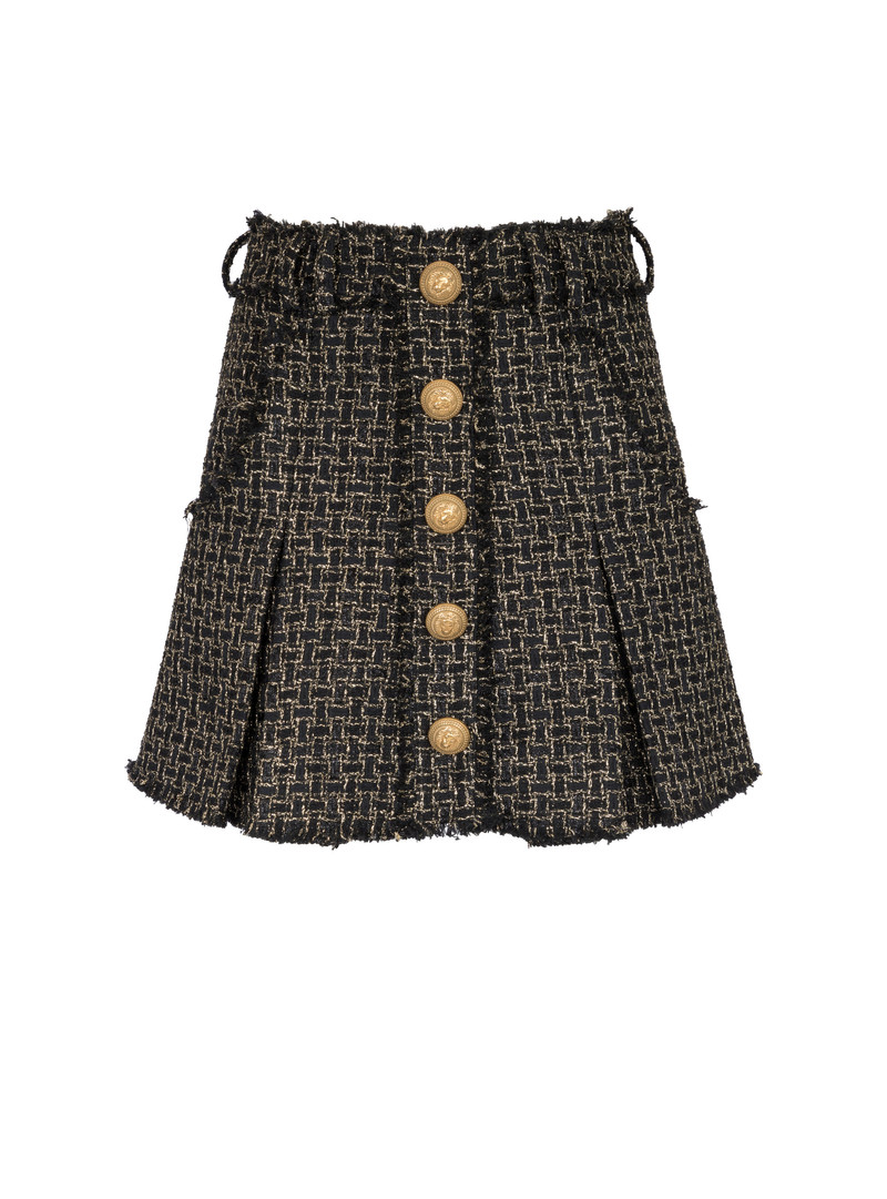 Lurex tweed pleated skirt 1