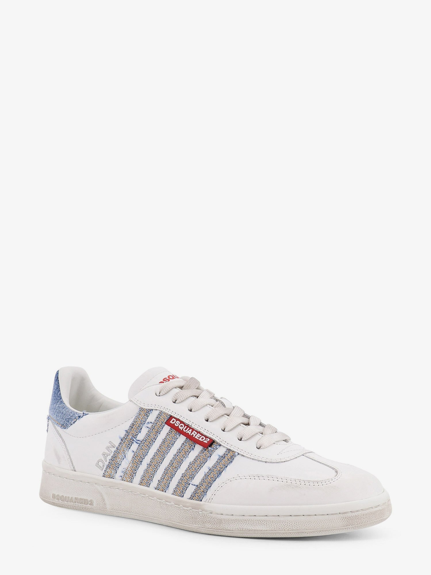 Dsquared2 Low-Top Leather Sneakers With Denim Profiles - 2