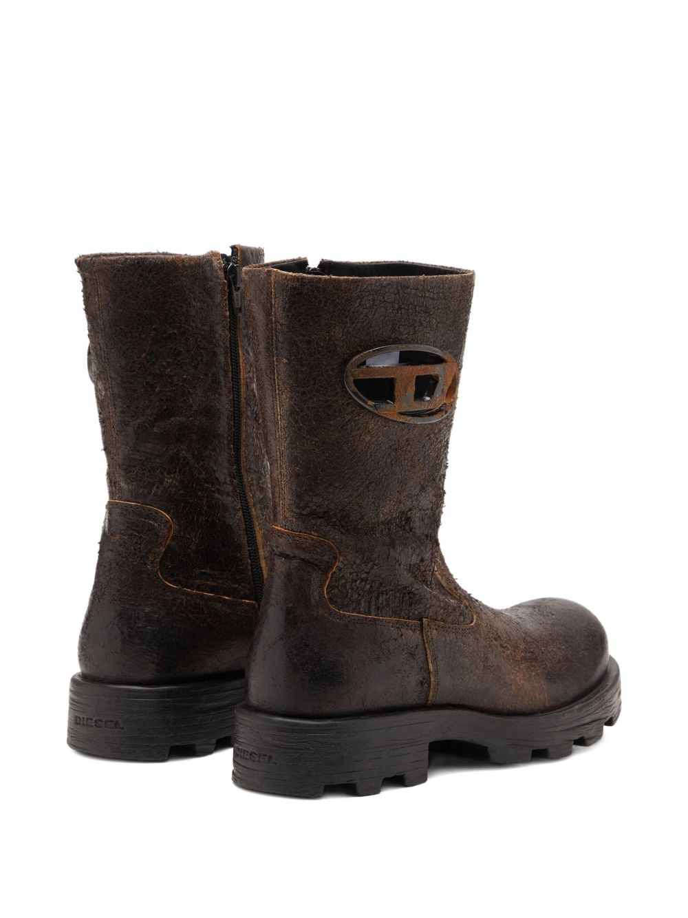 D-Hammer distressed crackled suede biker boot - 5