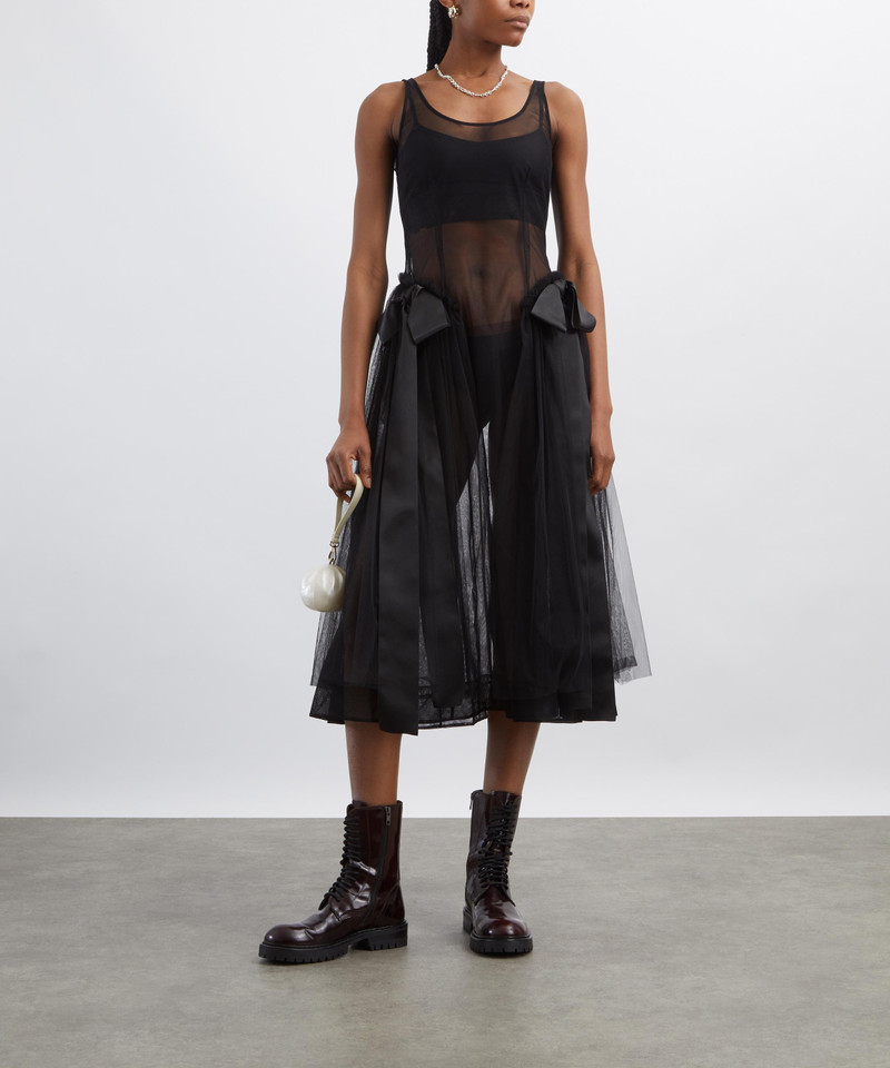 Sheer Sculpted Bow Sash Dress 2