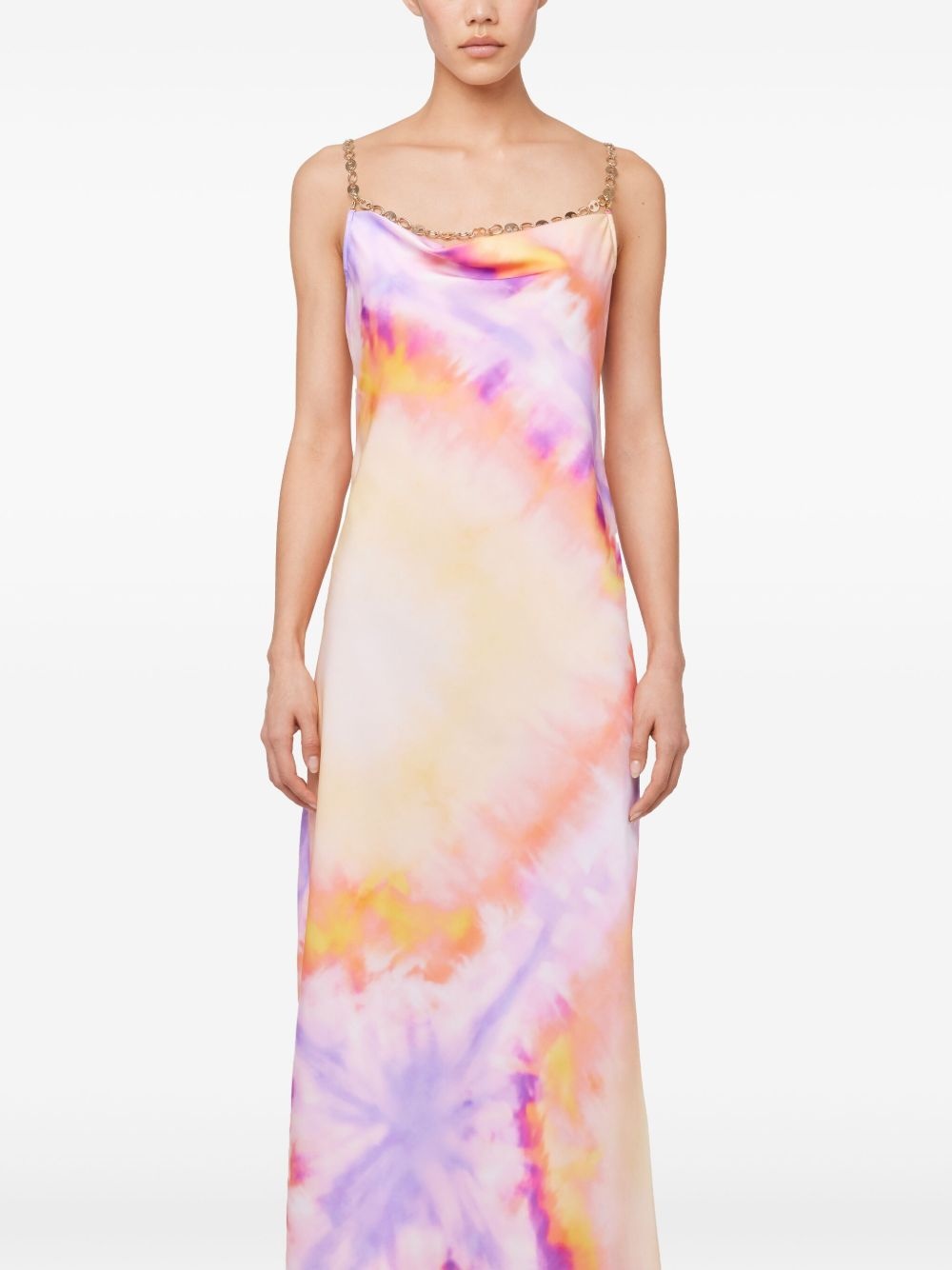 printed satin maxi dress - 4