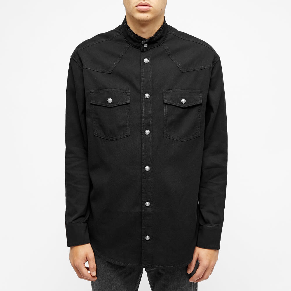 Balmain Back Paris Logo Print Denim Shirt - 4