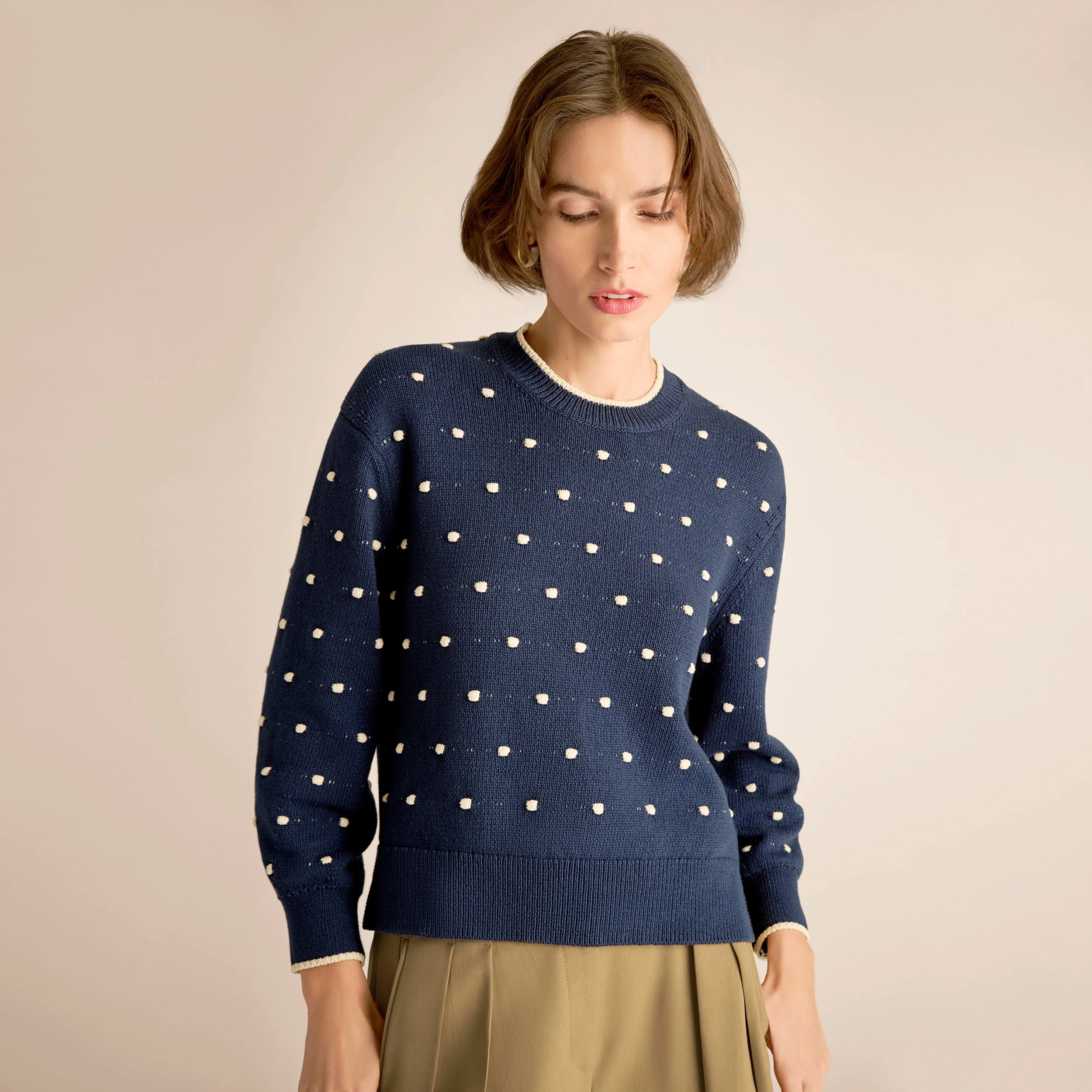 Kim Crewneck Sweater - Dot Knit - 1