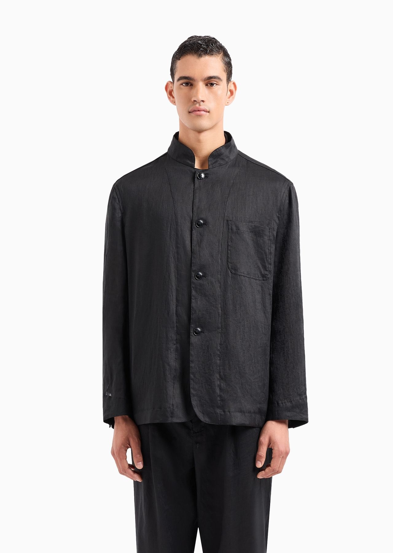 Single-breasted, linen canvas jacket - 2