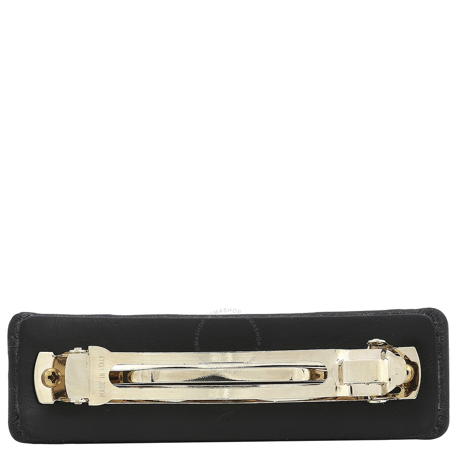 ヘアアクセサリー Salvatore Ferragamo Black Leather Hair Clip Authentic Salvatore Ferragamo Hair Clip SP Buckle Logo Black