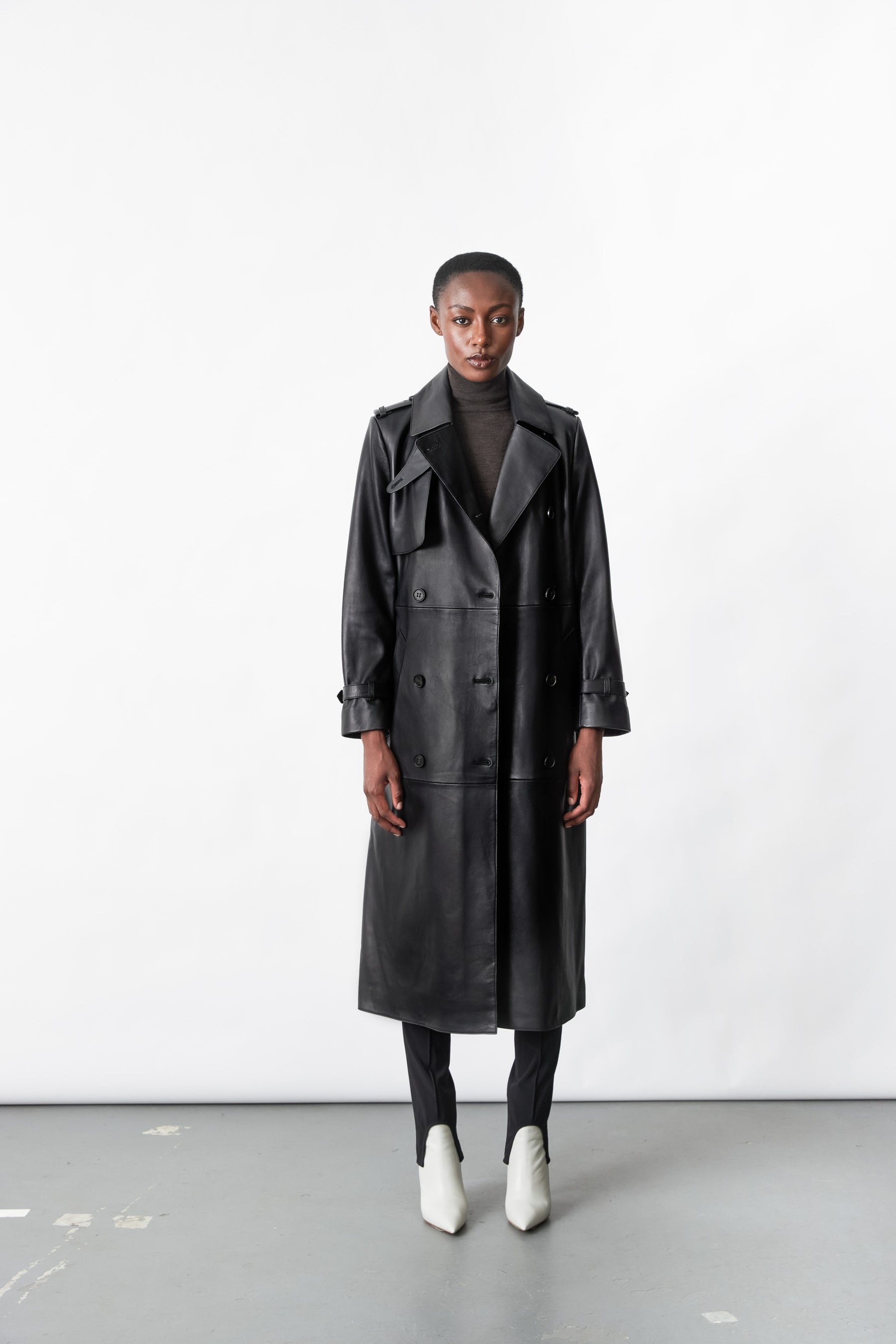 GAEL Leather trench coat with belt - 5
