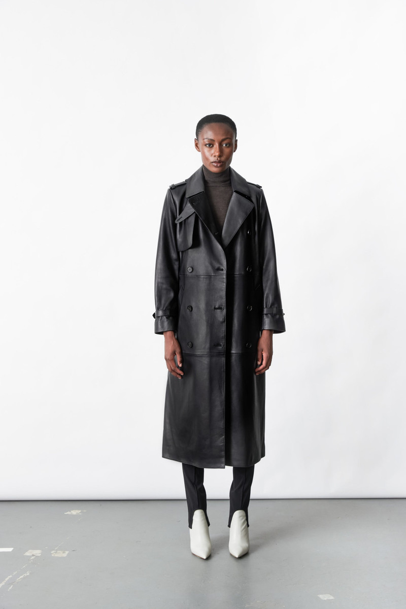 GAEL Leather trench coat with belt 5