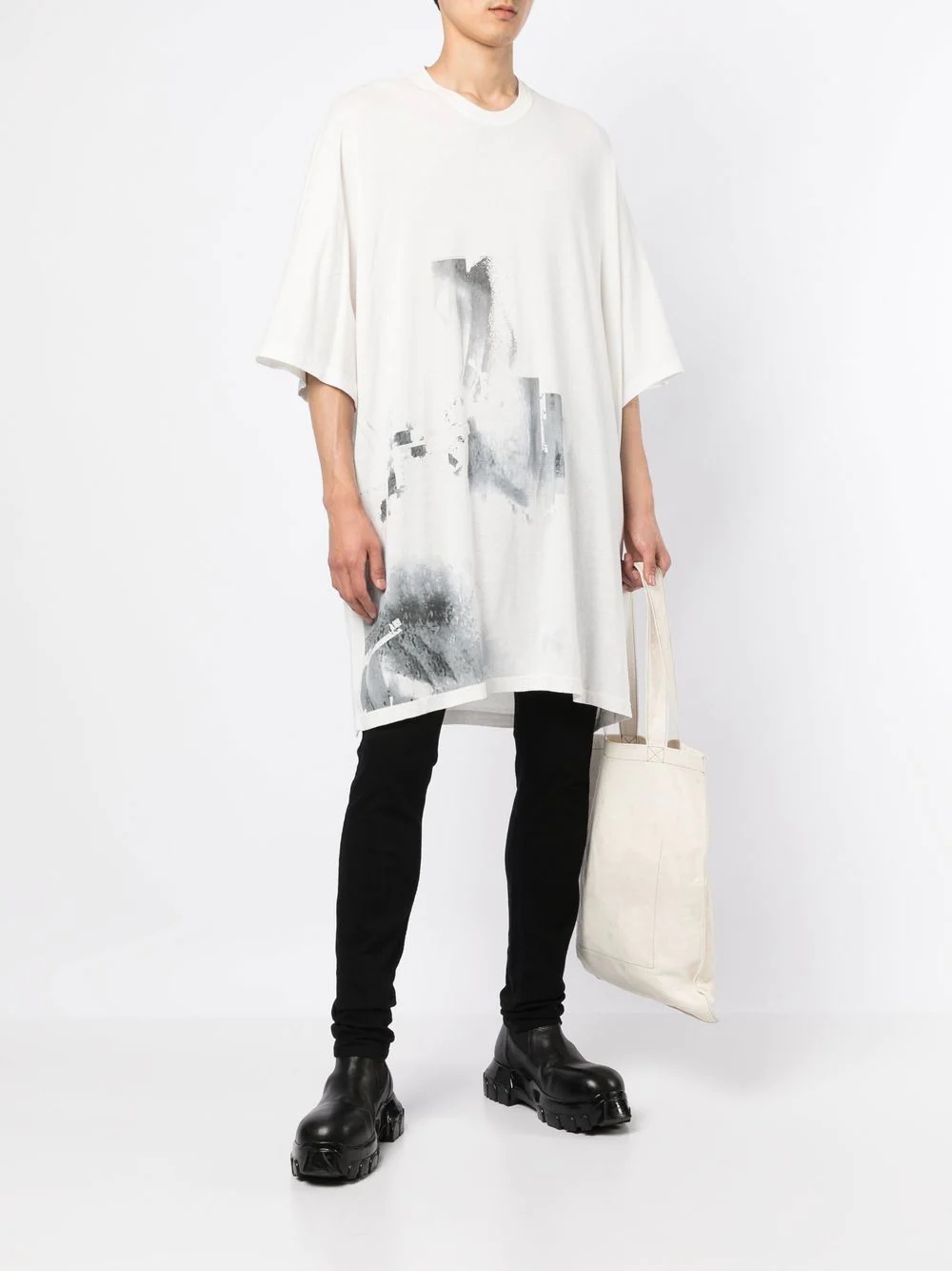 graphic-print longline T-shirt - 2