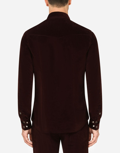 Dolce & Gabbana Garment-dyed stretch velvet shirt outlook