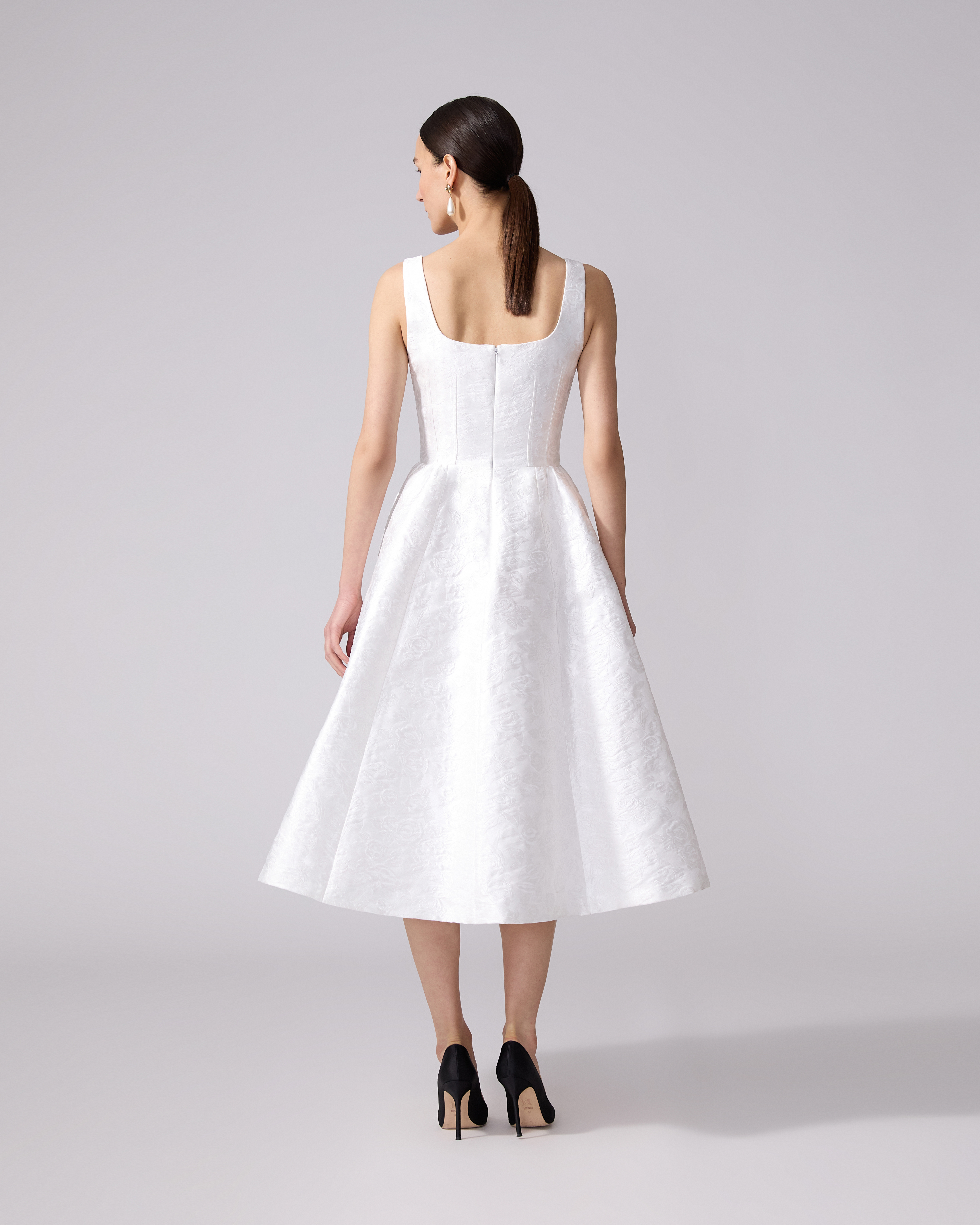 Rose Jacquard Full Midi Dress - 3