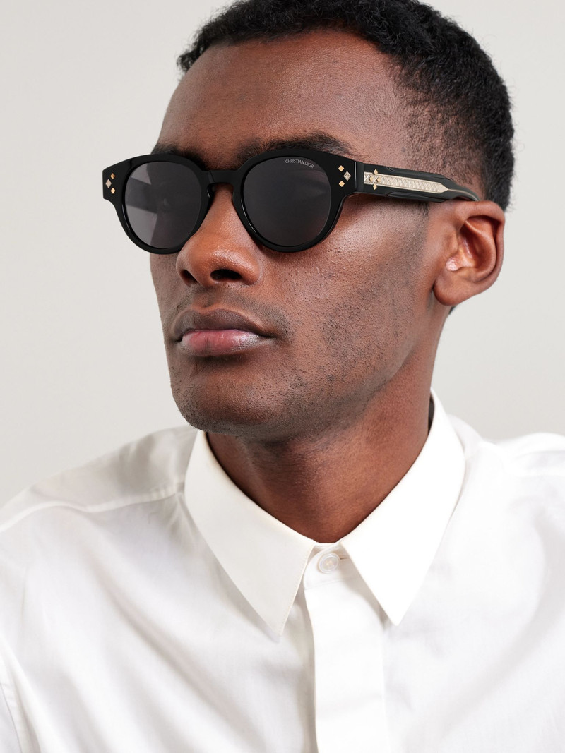 Dior CD Diamond R2I Acetate and Silver-Tone Round-Frame Sunglasses Black outlook