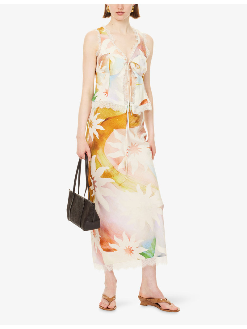 Never Fully Dressed Soleil Maisie Front-Tie Printed Woven Top outlook