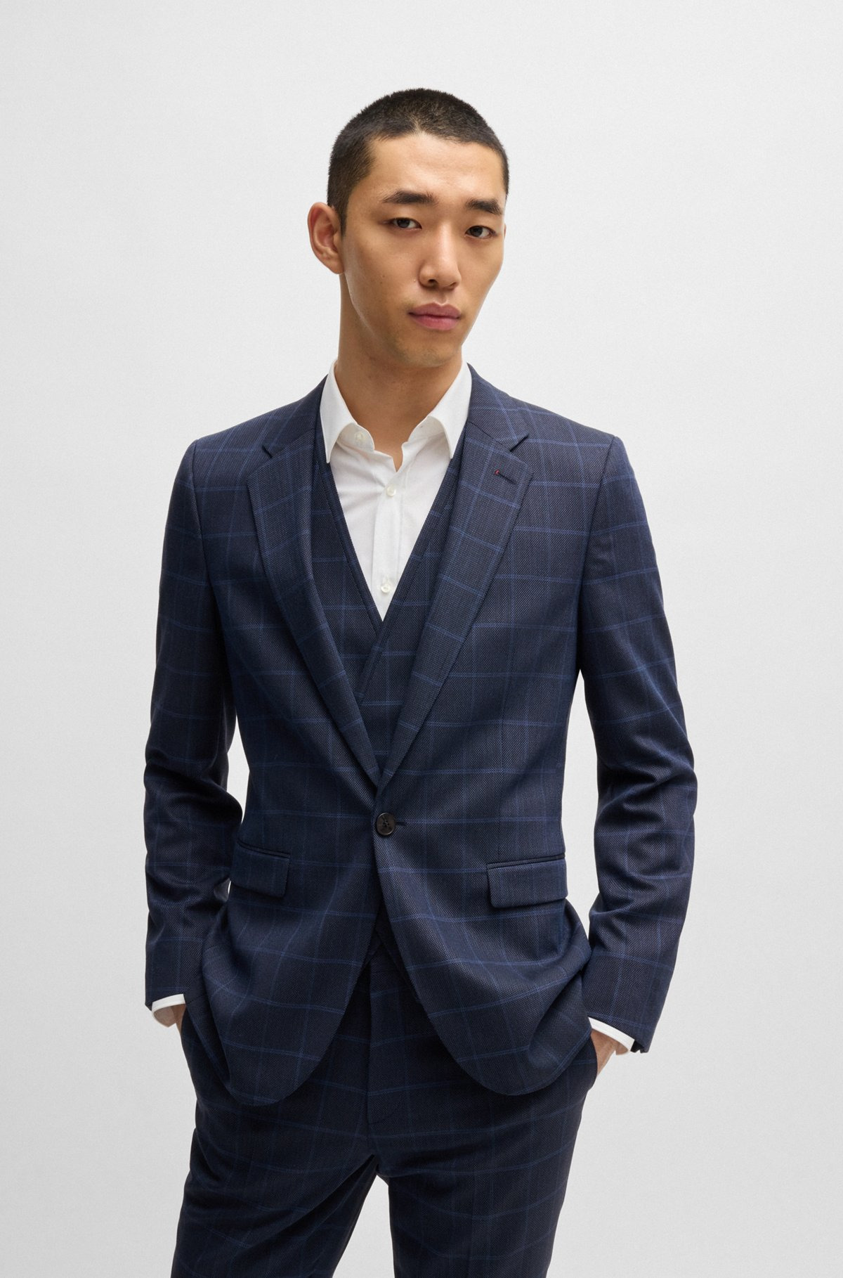 EXTRA-SLIM-FIT SUIT IN CHECKED PERFORMANCE-STRETCH CLOTH - 2