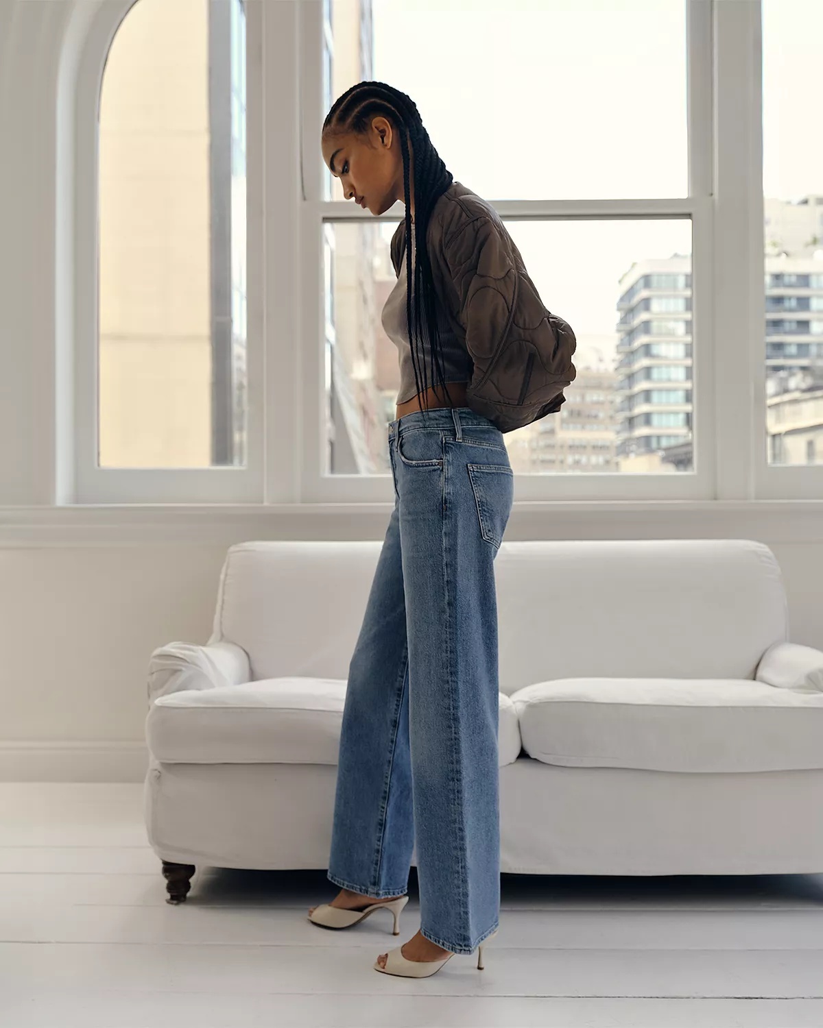 Harper Mid Rise Wide Leg Jeans in Flash - 2