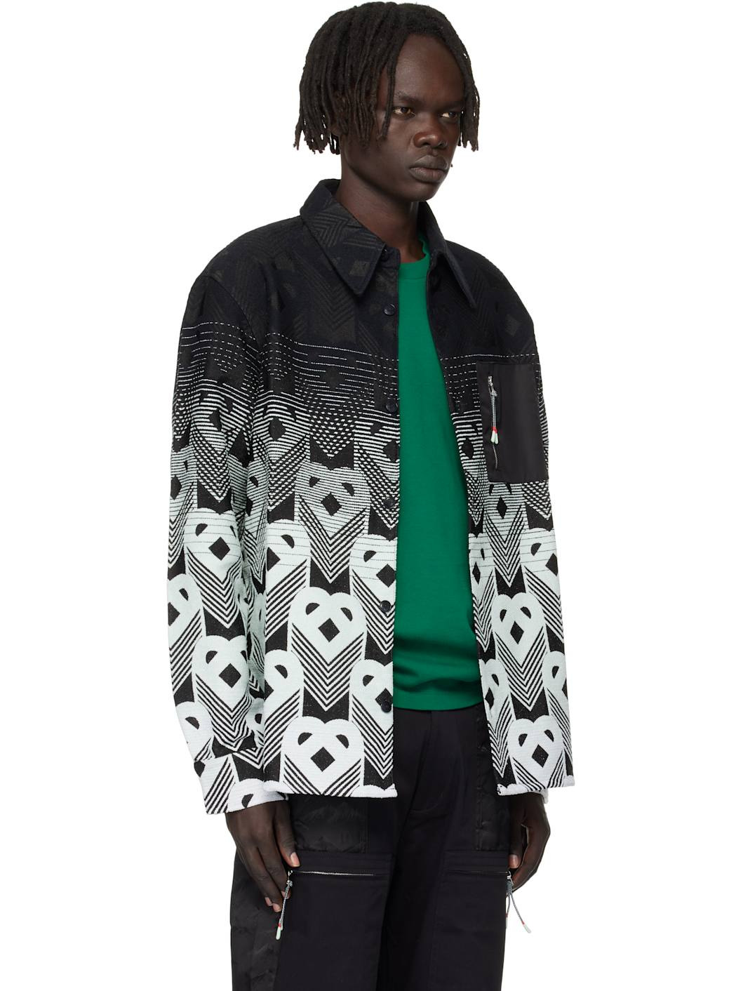 Black & Green Gradient Monogram Jacket - 2