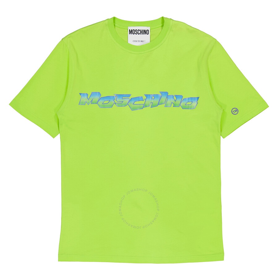 Moschino Green Logo Print Regular Cotton T-Shirt - 1