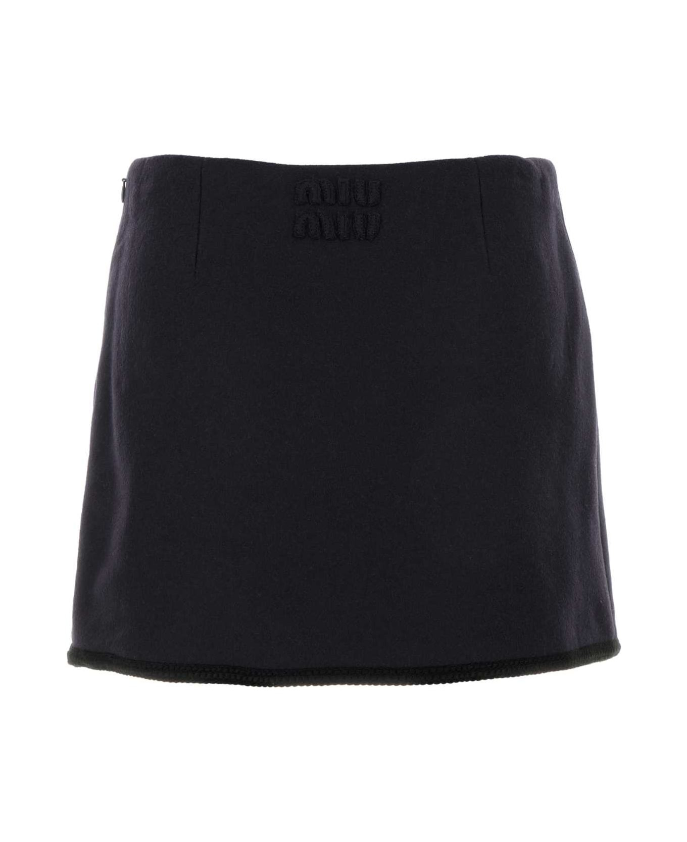 Midnight Blue Wool Mini Skirt - 2