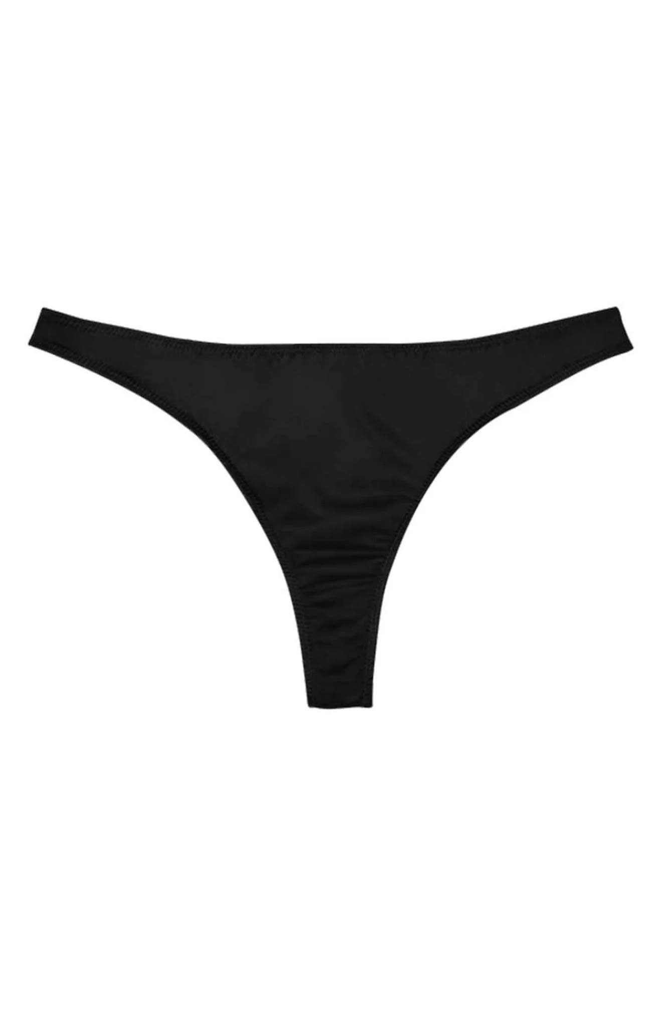 Fleur Du Mal Luxe Silk Blend Thong in Black at Nordstrom - 4