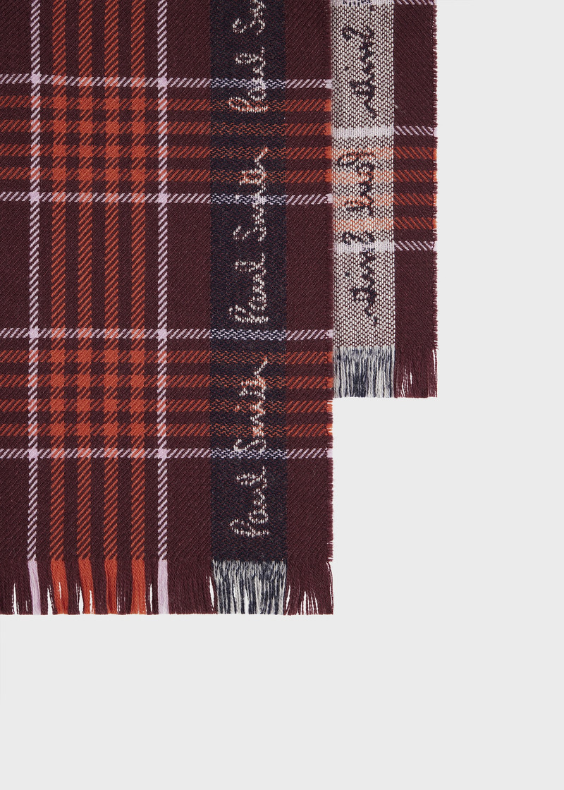 Paul Smith Red Border Check Scarf outlook