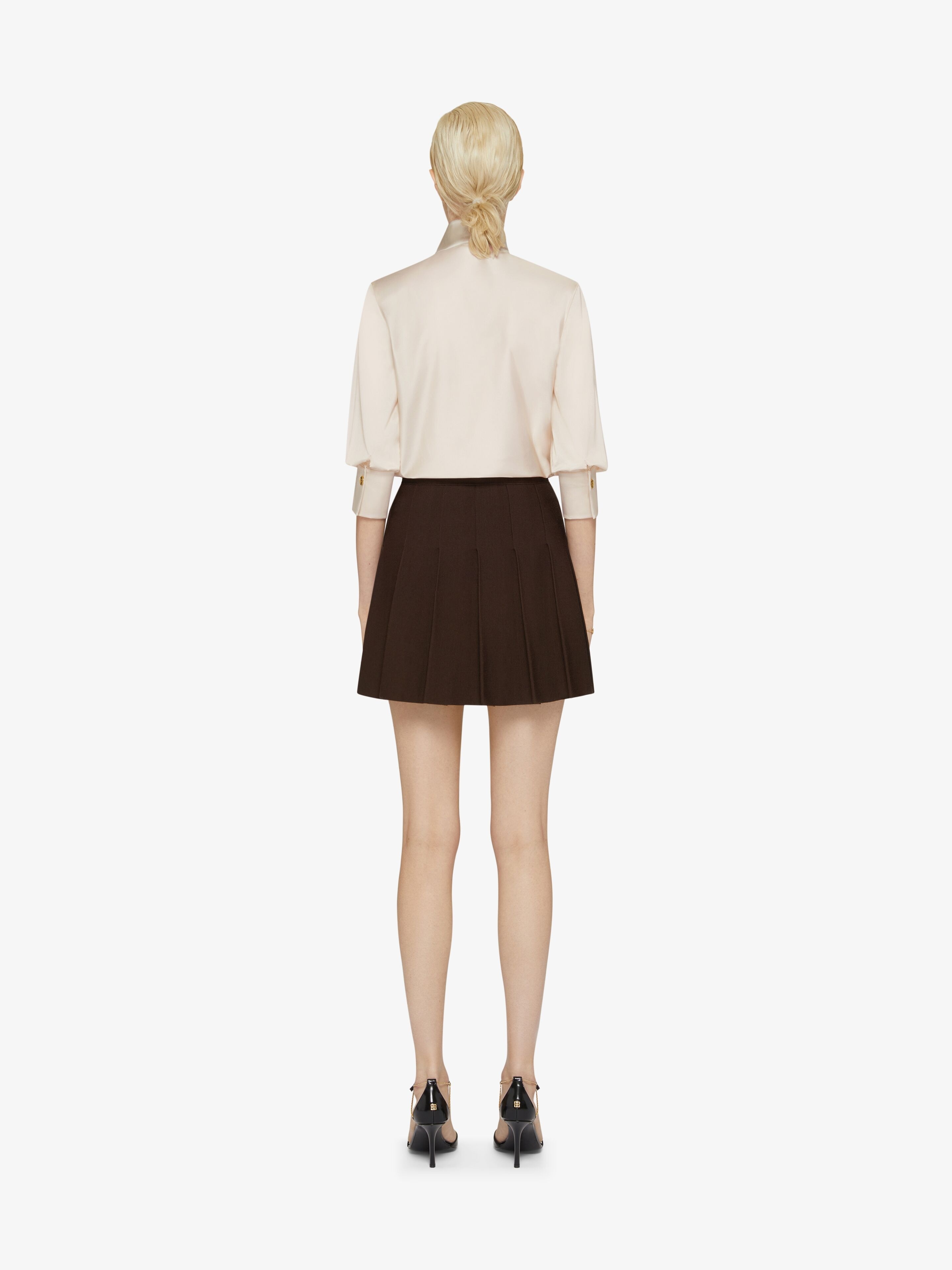 PLEATED SKIRT IN WOOL WITH 4G DETAIL - 3
