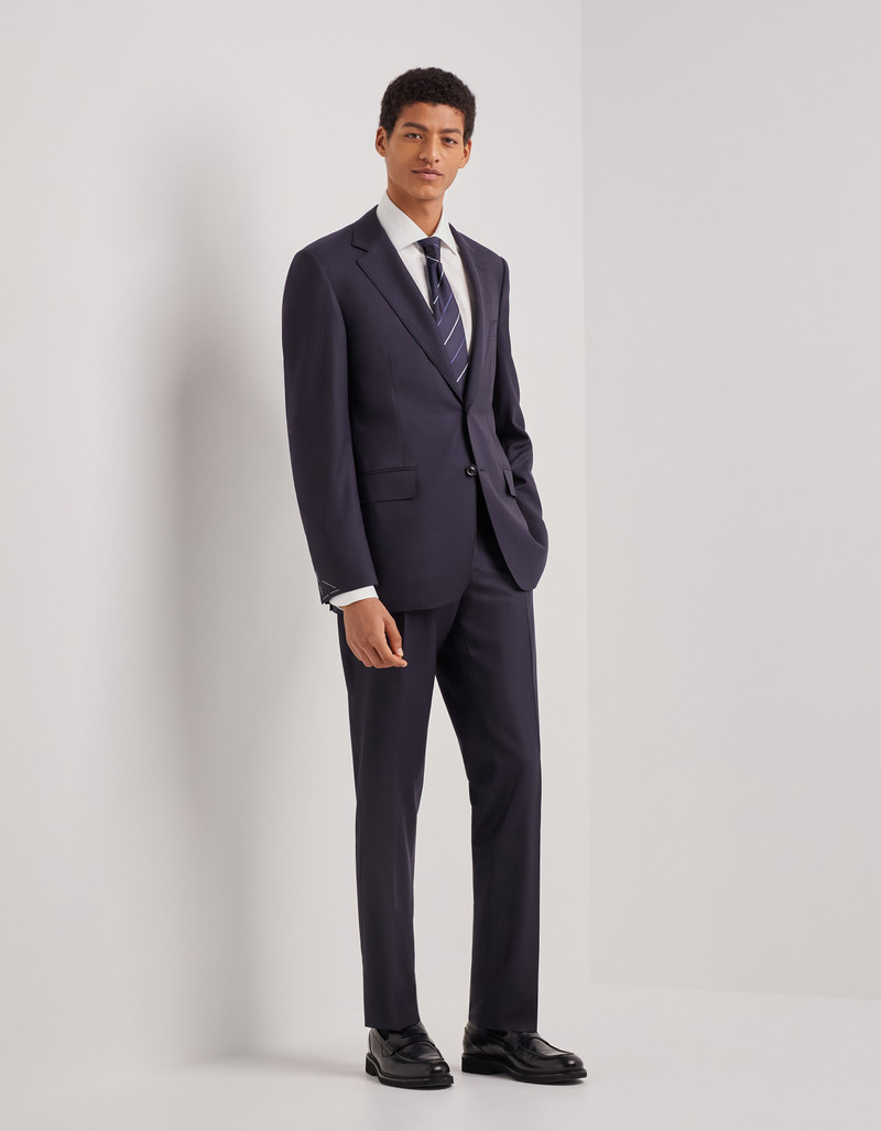 LIGHT BLUE DENIM-EFFECT WOOL REGULAR-FIT SUIT 93