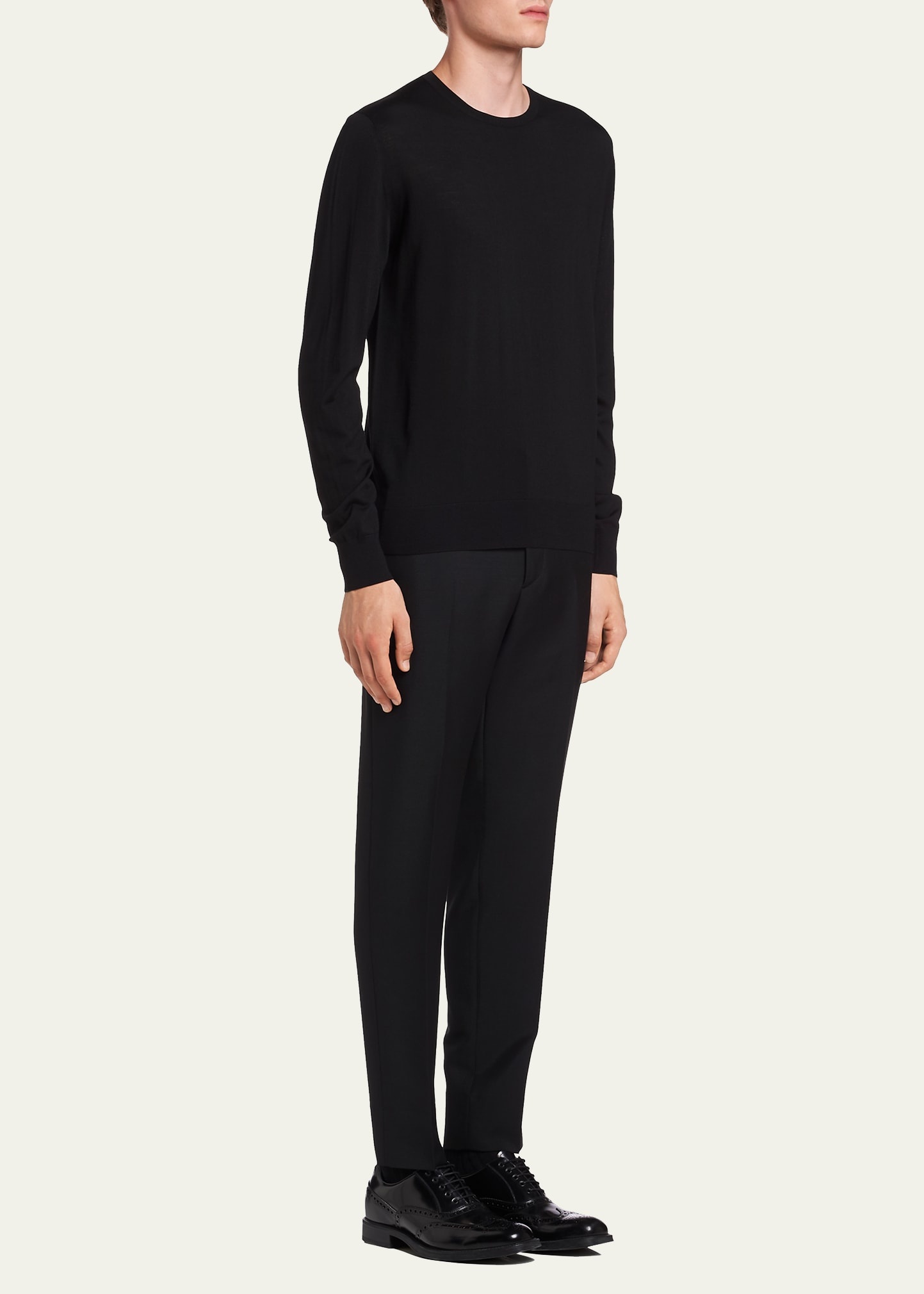 Men's Worsted Wool Crewneck Sweater - 3