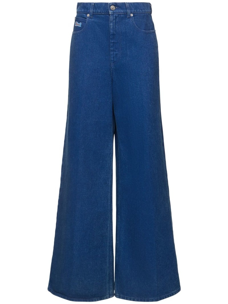 Denim wide leg mid rise jeans - 1