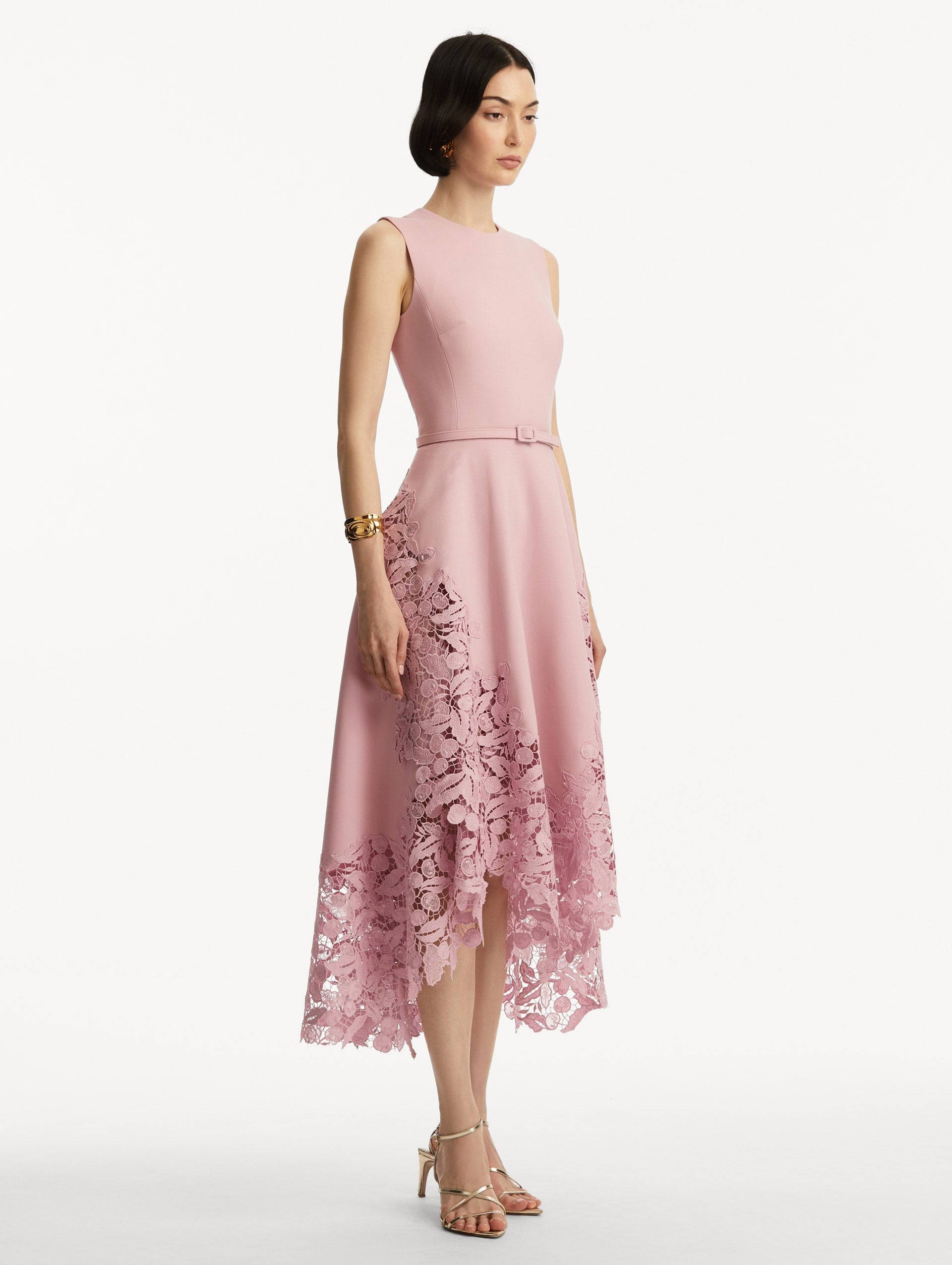 CHERRY GUIPURE LACE MIDI DRESS - 4