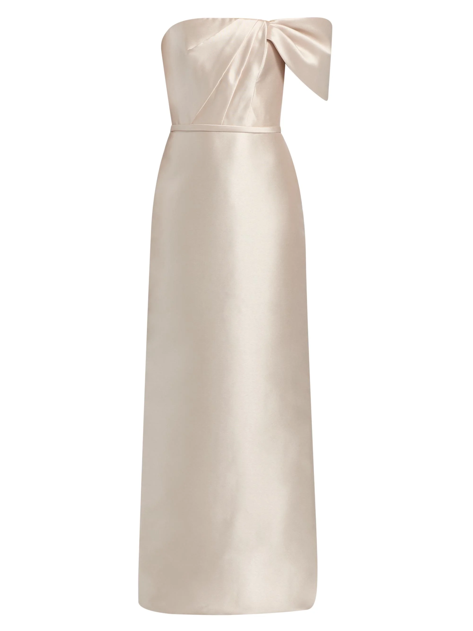 Women's Satin One-Shoulder Column Gown - Champagne - 1