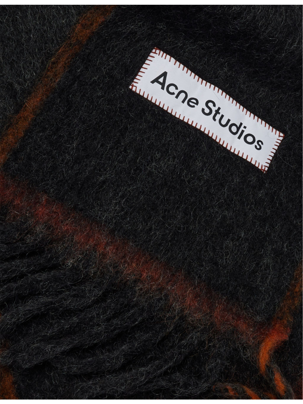 Logo-patch narrow textured-knit scarf - 4