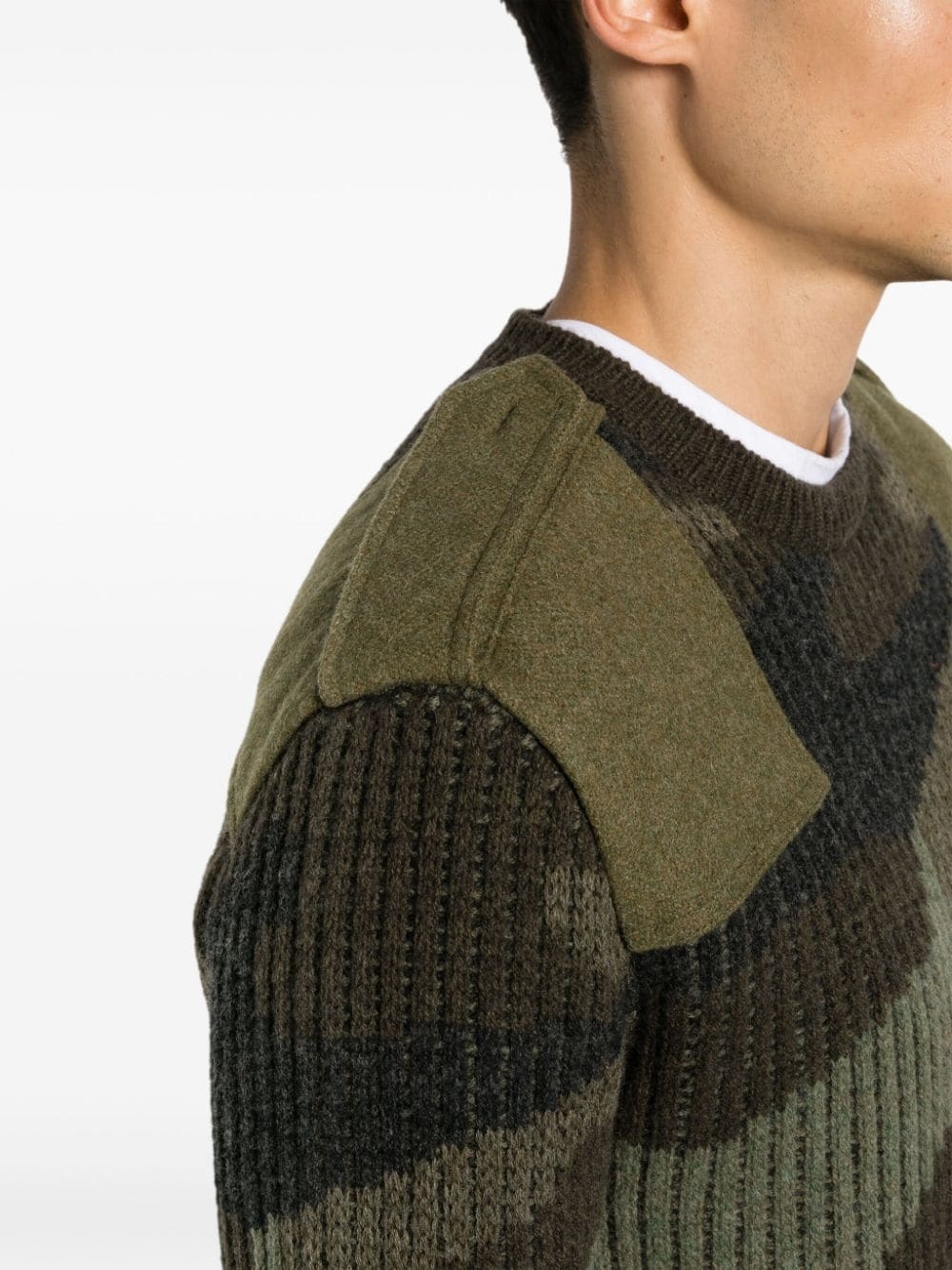 camouflage panelled ribbed-knit jumper - 5
