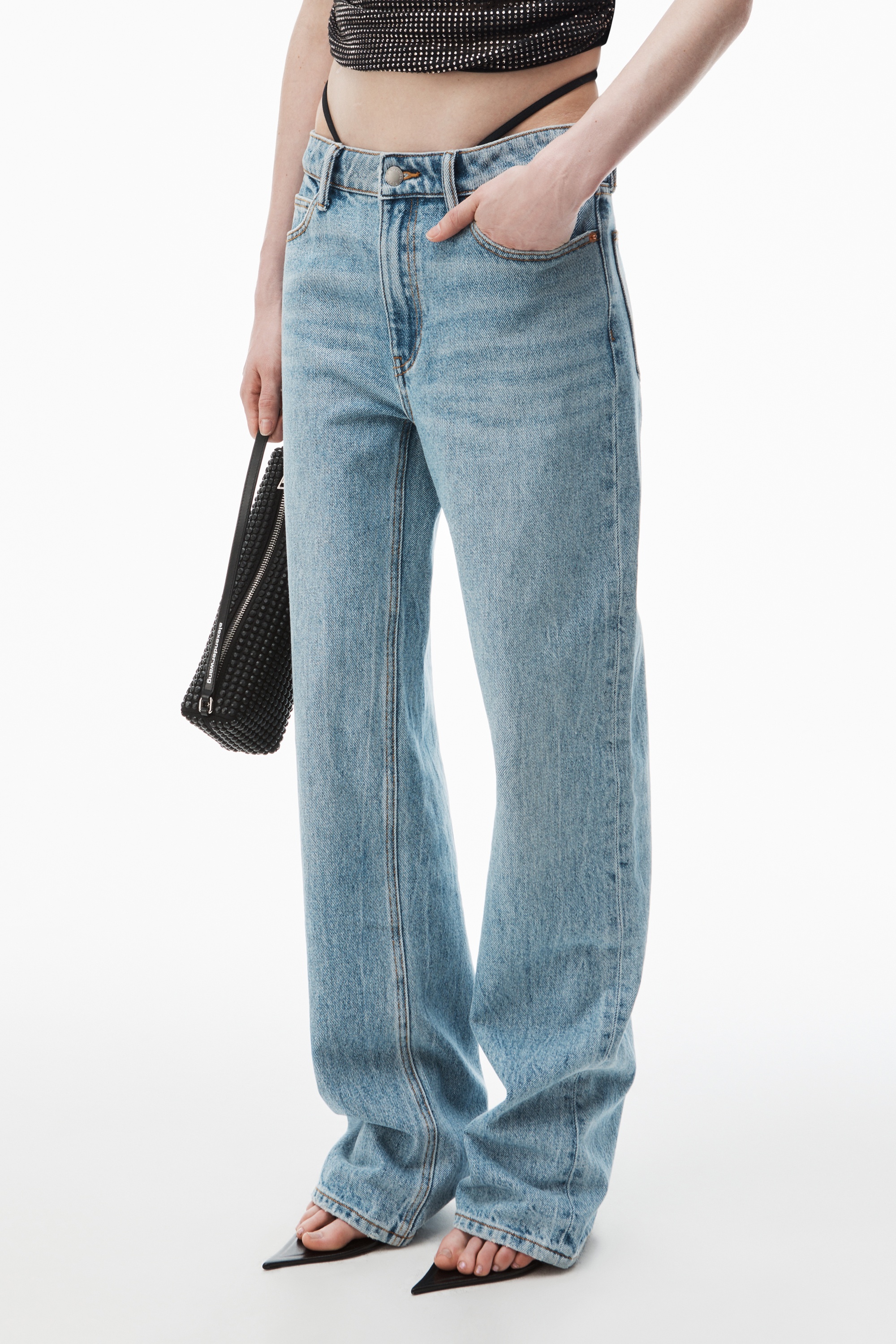 Alexander Wang Mid-Rise Jeans with Pre-Styled Logo Thong